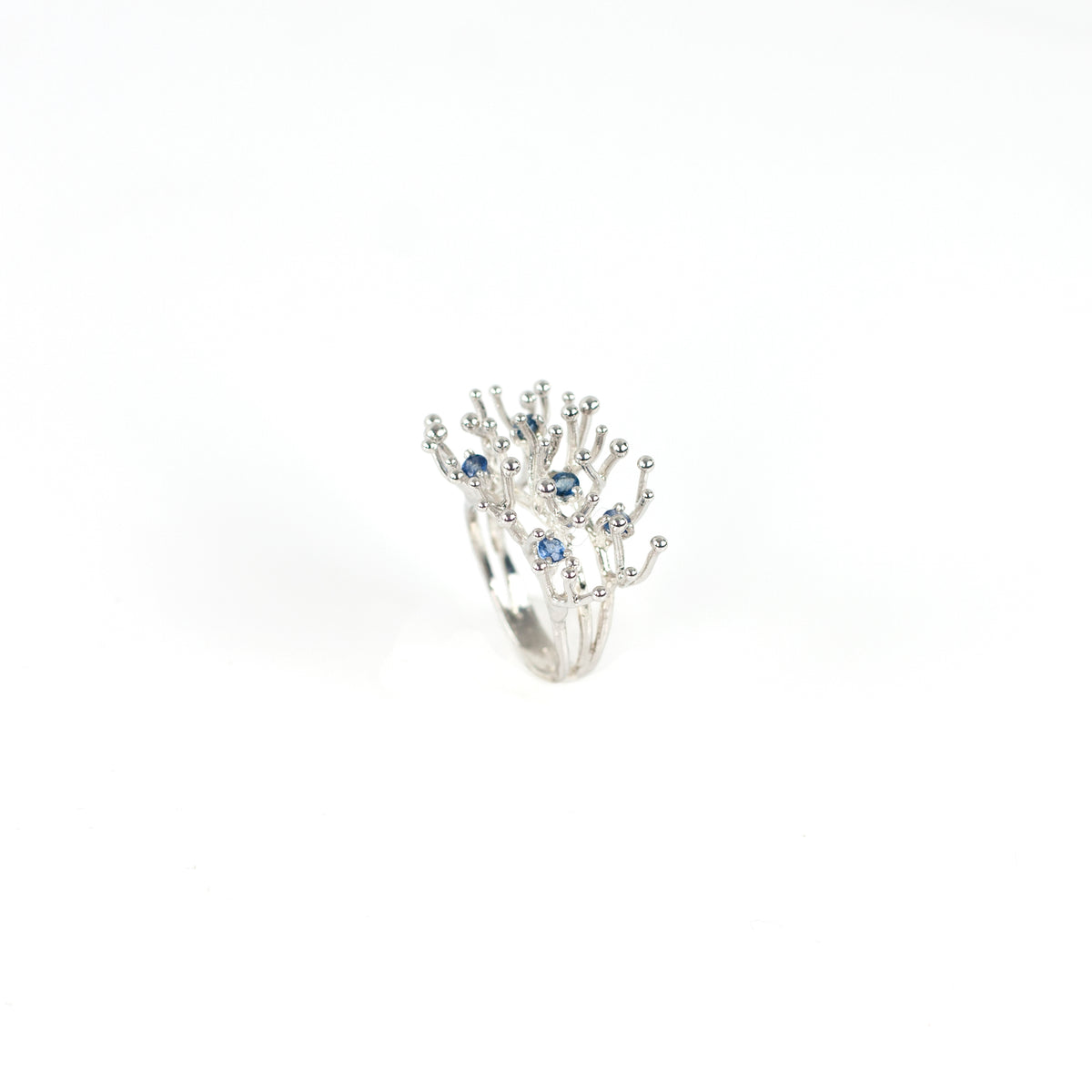 ANEMONE SINGLE blue sapphire sterling silver ring by Duong Jewelry