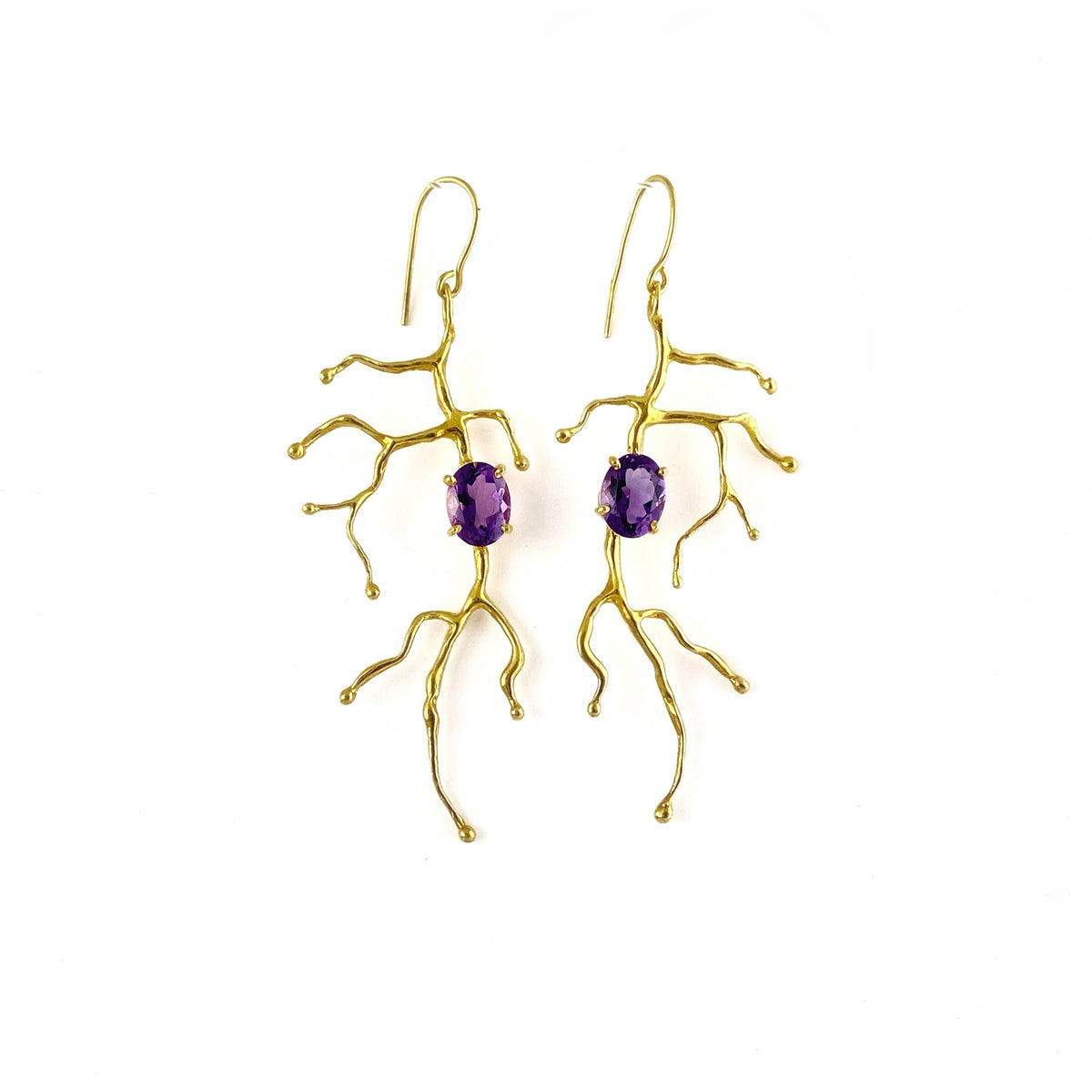 BRANCHY amethyst steling silver earrings by Duong Jewlery
#color_22k-yellow-gold