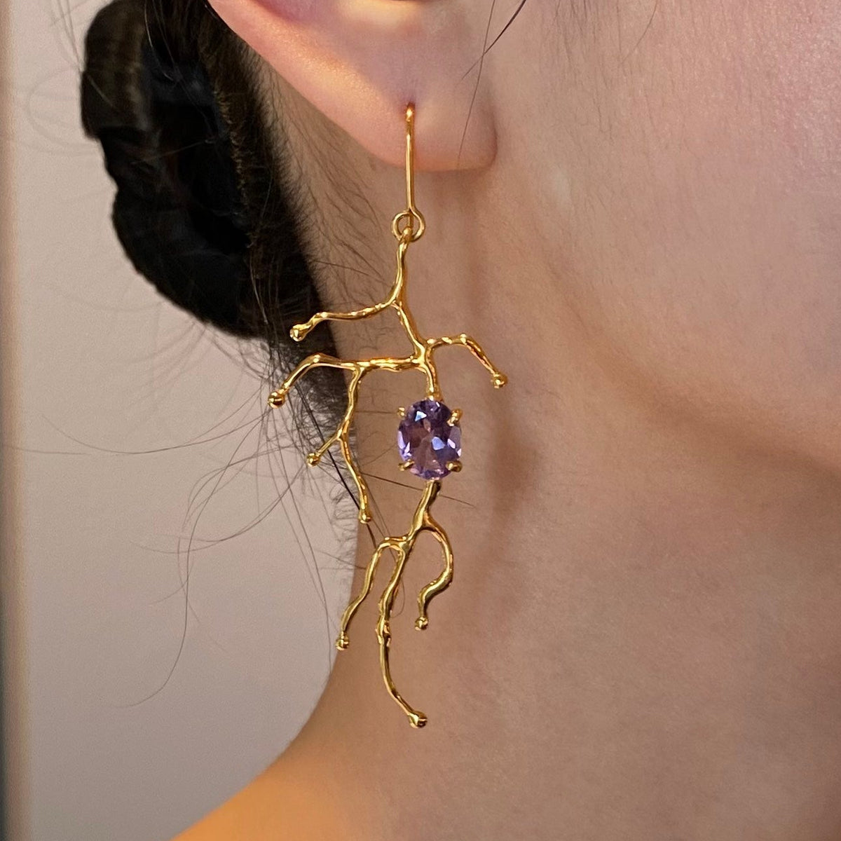 BRANCHY amethyst silver earrings