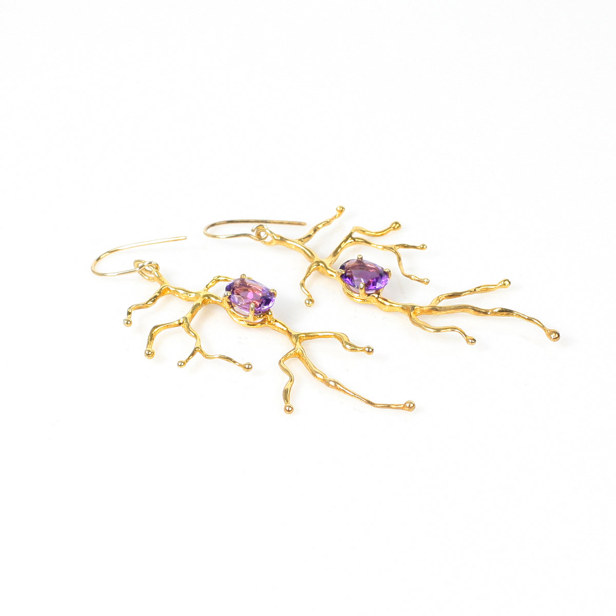 BRANCHY amethyst steling silver earrings by Duong Jewlery
#color_22k-yellow-gold