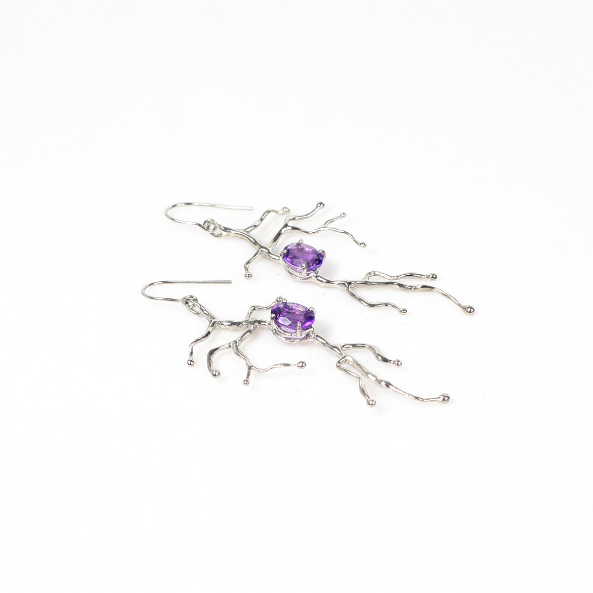 BRANCHY amethyst steling silver earrings by Duong Jewlery
#color_no-plating