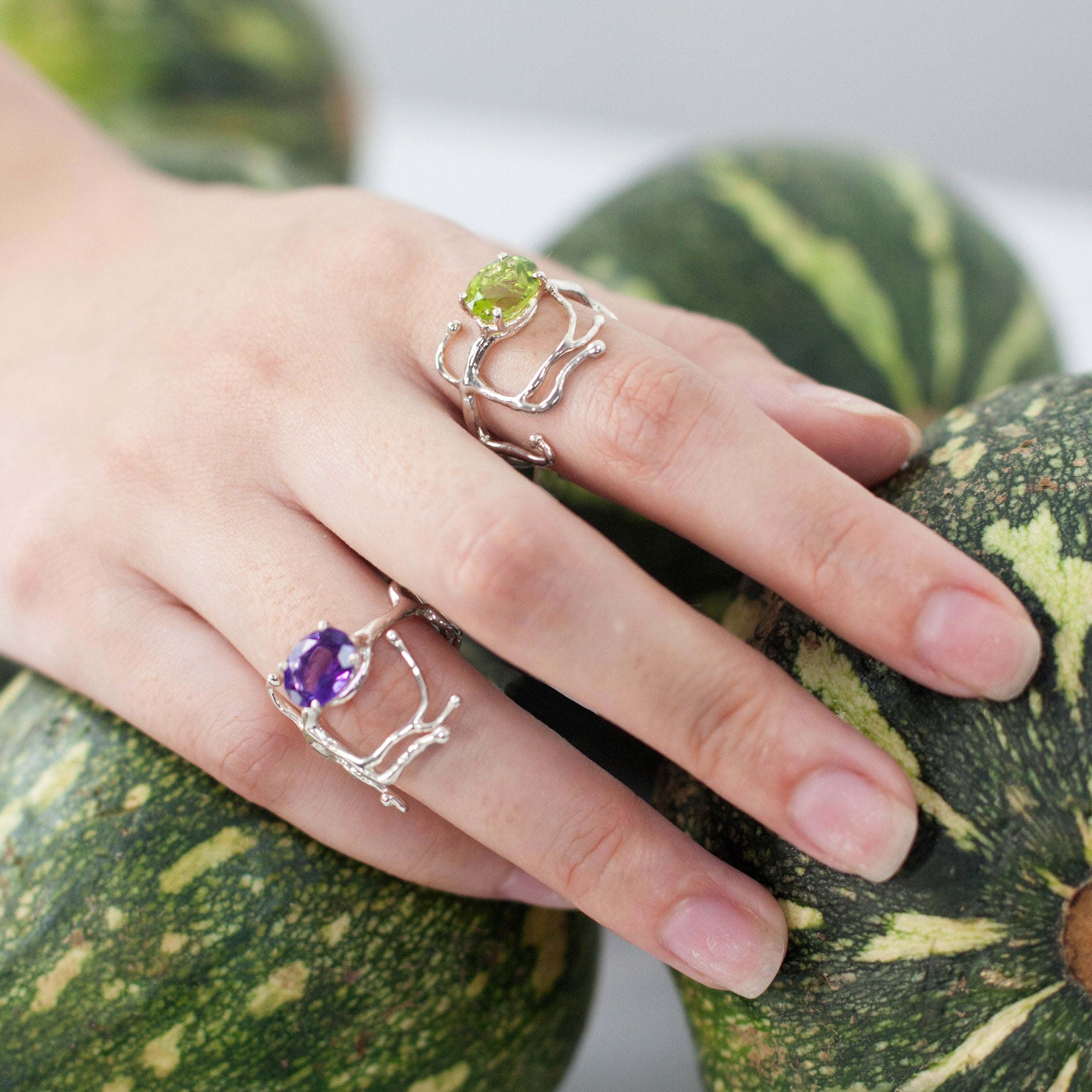 BRANCHY amethyst silver ring