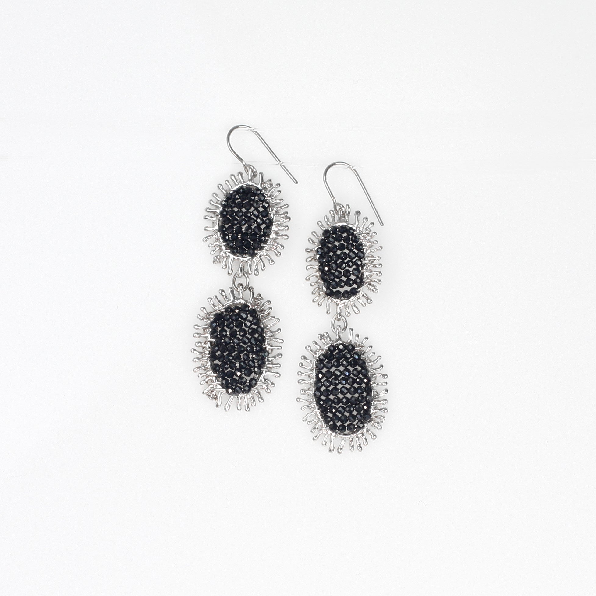 CAMILLE DOUBLE black spinel sterling silver earrings by Duong Jewelry #color_no-plating