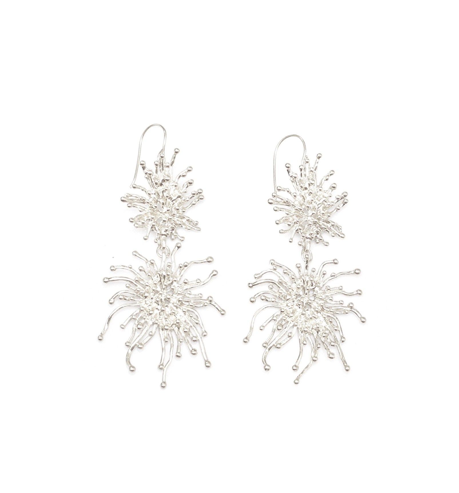 SUNRAY DOUBLE sterling silver hook earrings by Duong Jewelry
#color_no-plating