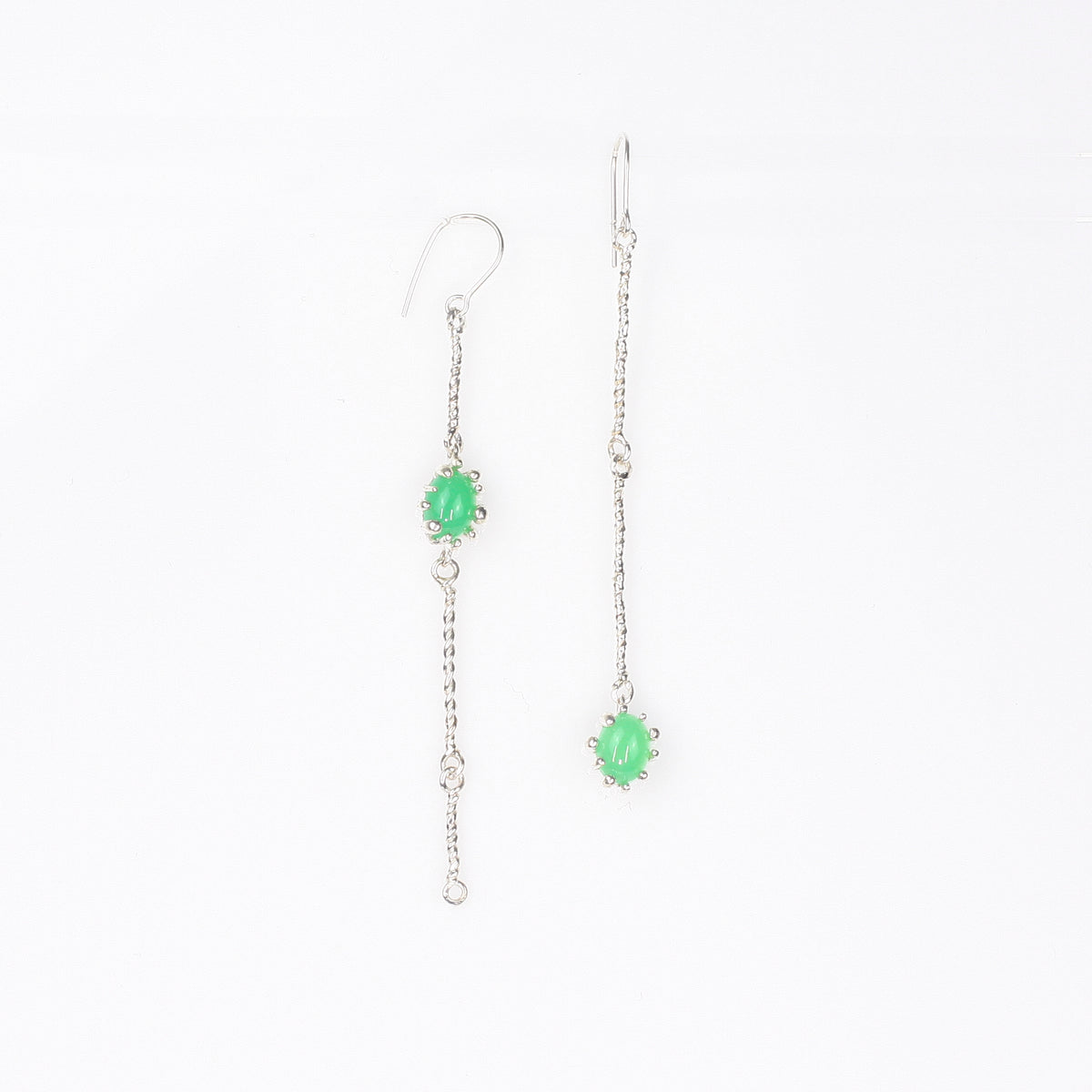 ERICA LONG green onyx sterling silver earrings bay Duong Jewelry
#color_no-plating