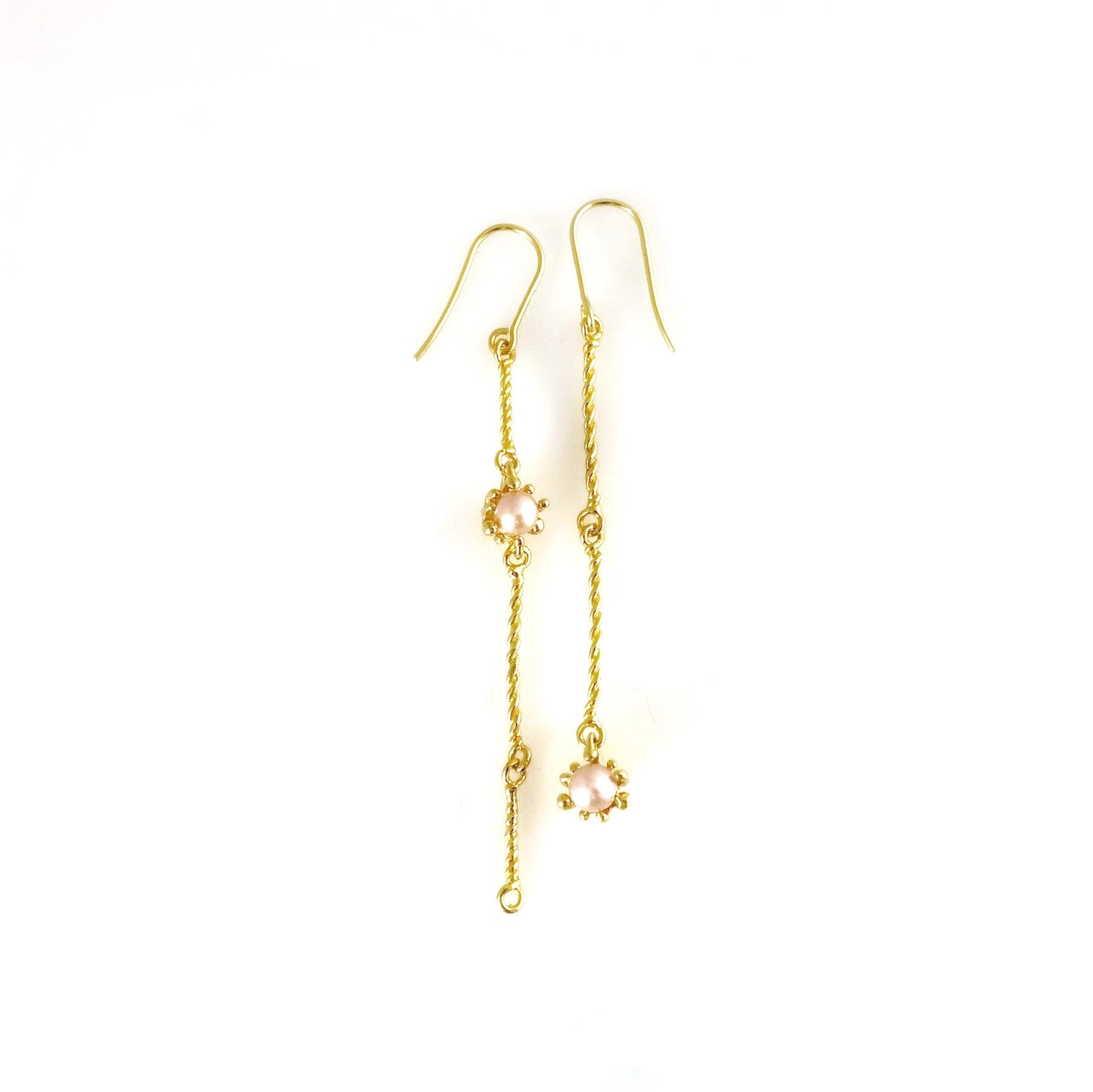 ERICA LONG pearl silver asymmetrical earrings