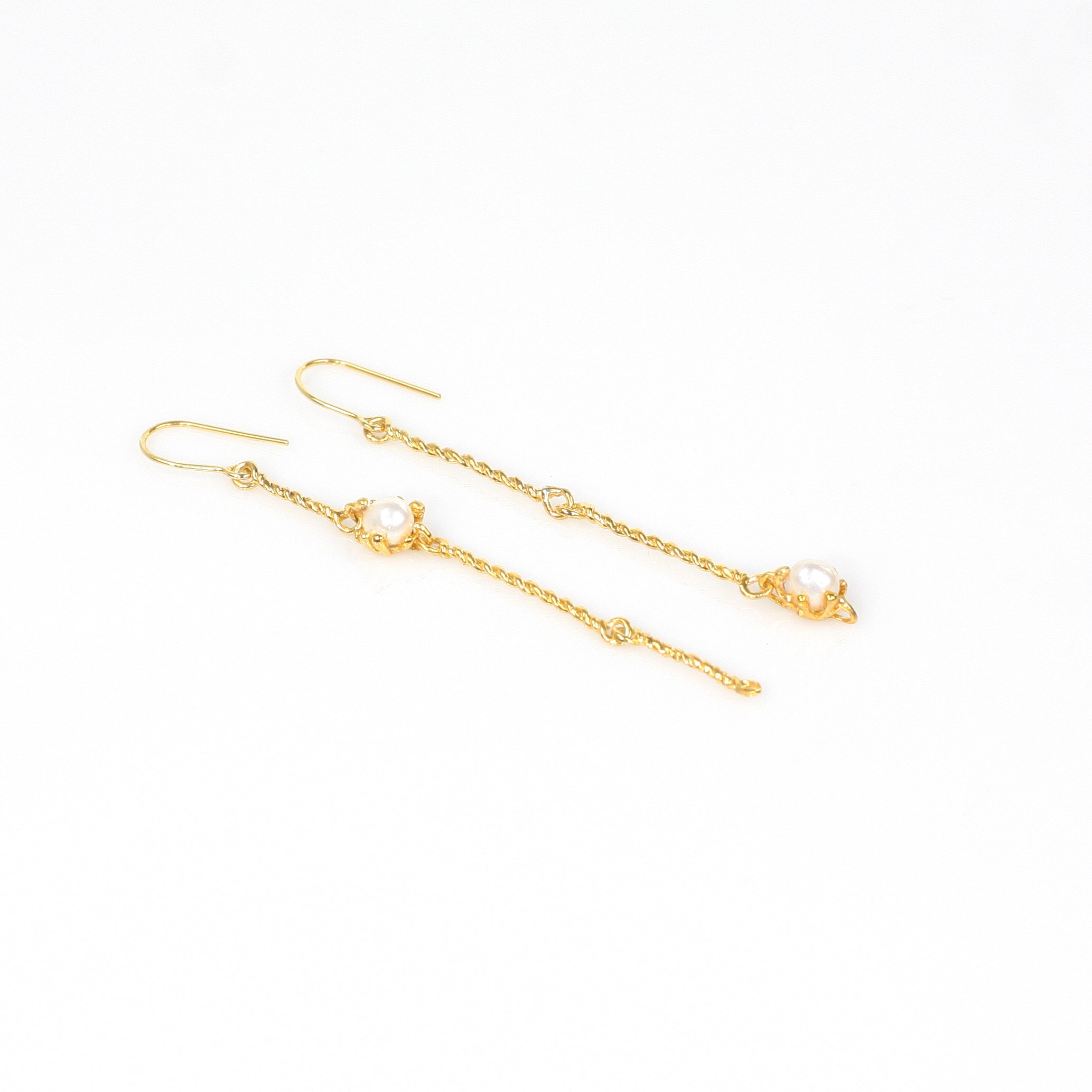 ERICA LONG pearl silver asymmetrical earrings