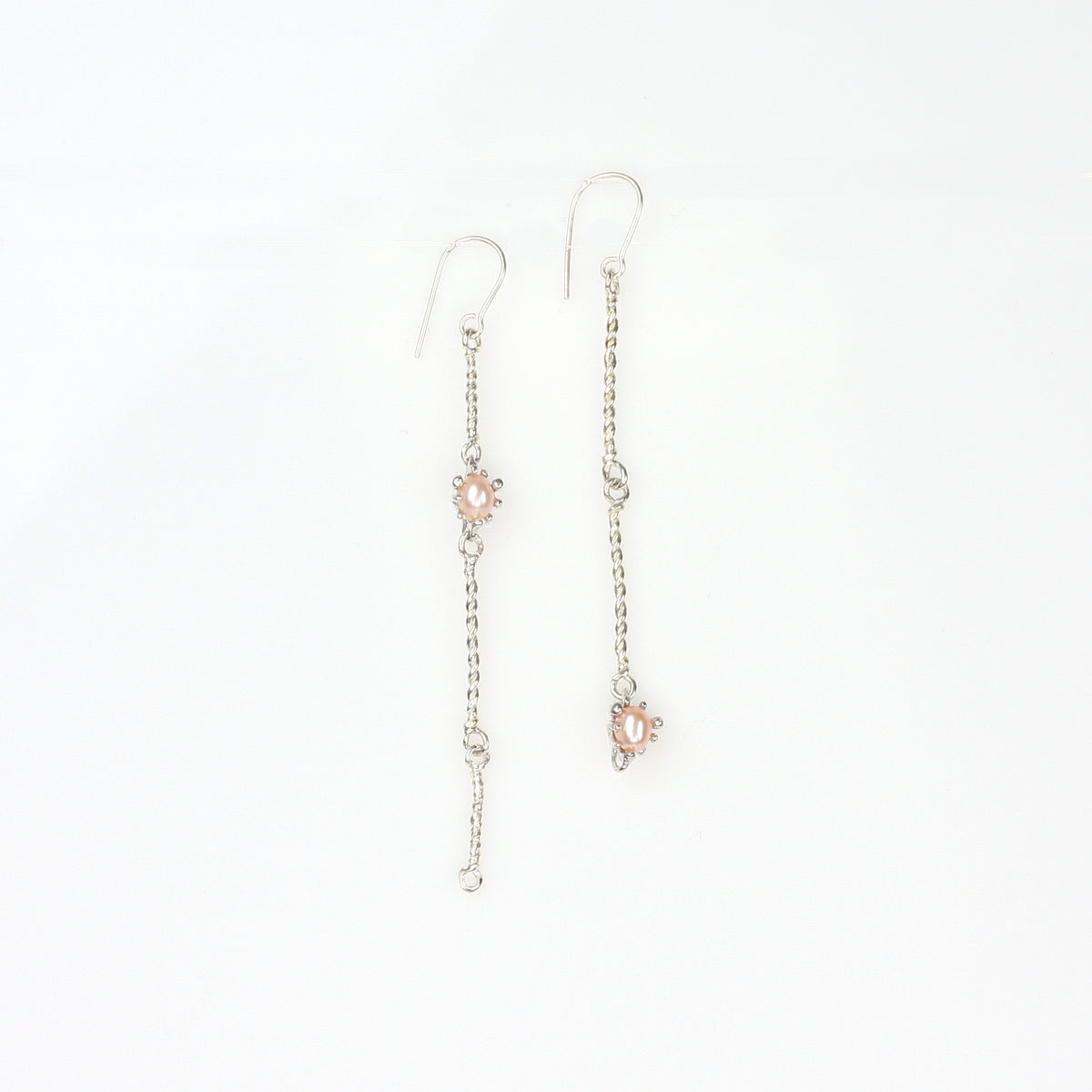 ERICA LONG pearl silver asymmetrical earrings