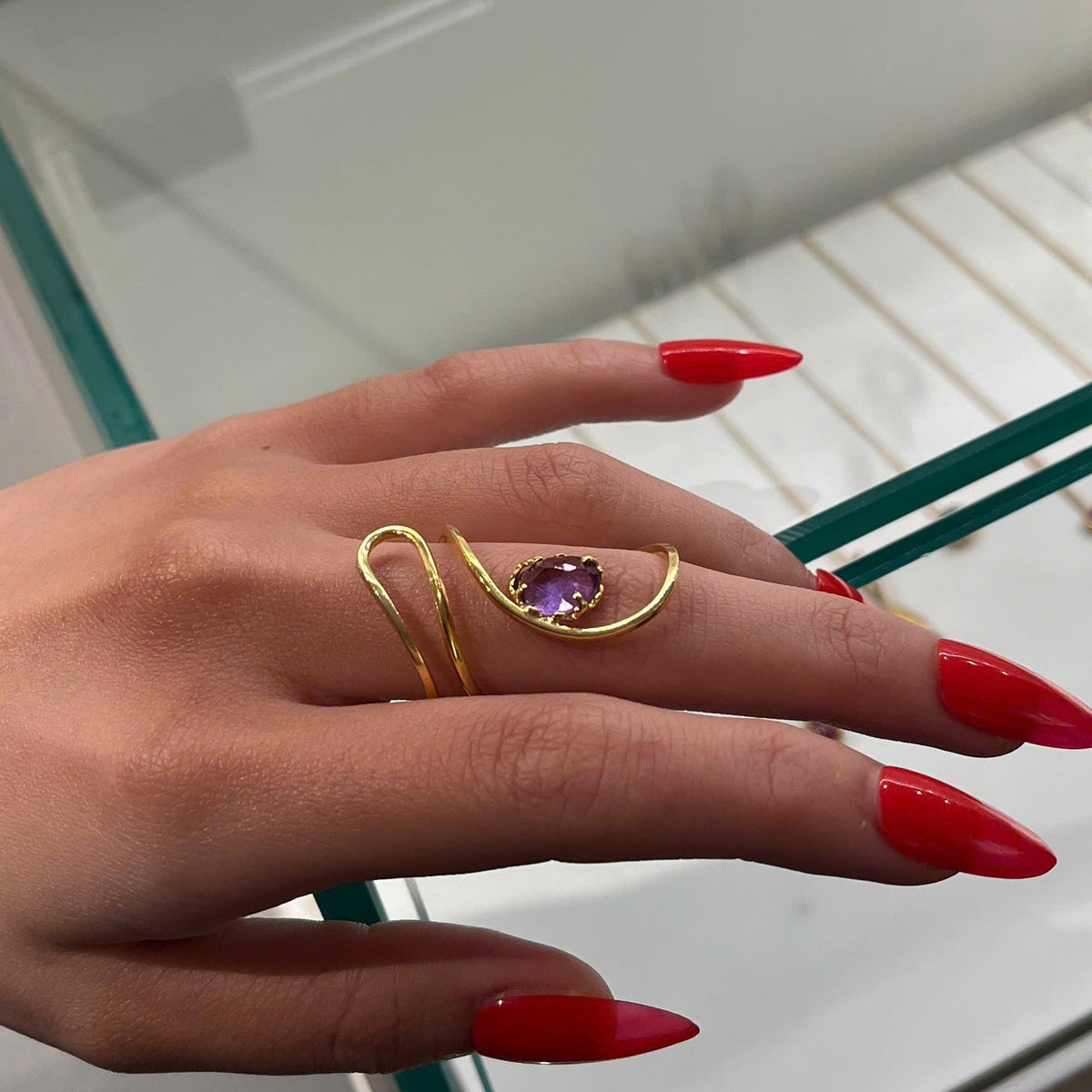 LULU amethyst silver ring