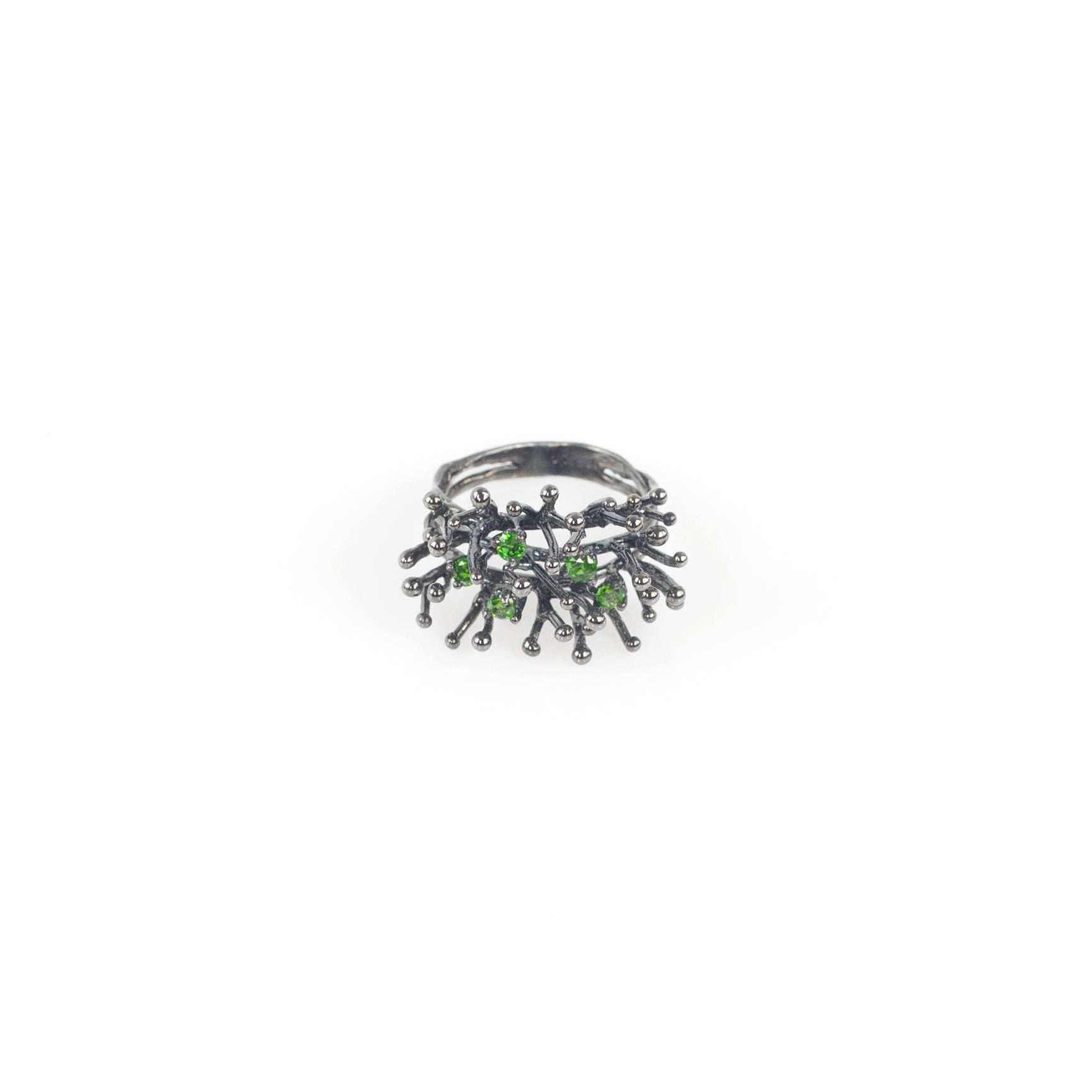ANEMONE SINGLE tsavorite sterling silver ring by Duong Jewelry
#color_black-rhodium