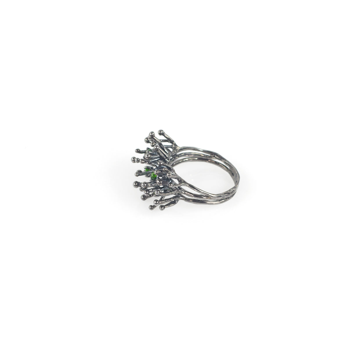 ANEMONE SINGLE tsavorite sterling silver ring by Duong Jewelry
#color_black-rhodium