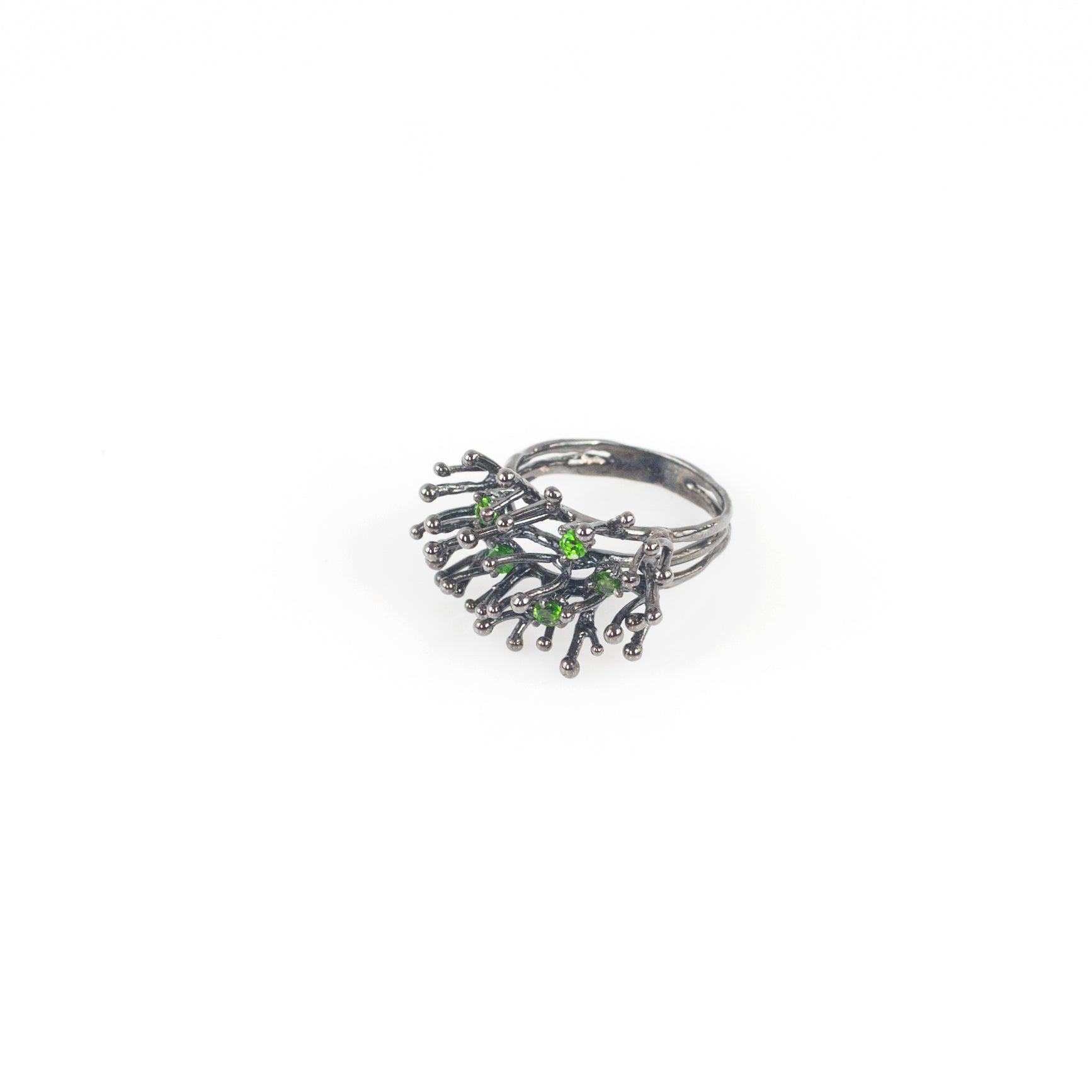 ANEMONE SINGLE tsavorite sterling silver ring by Duong Jewelry
#color_black-rhodium