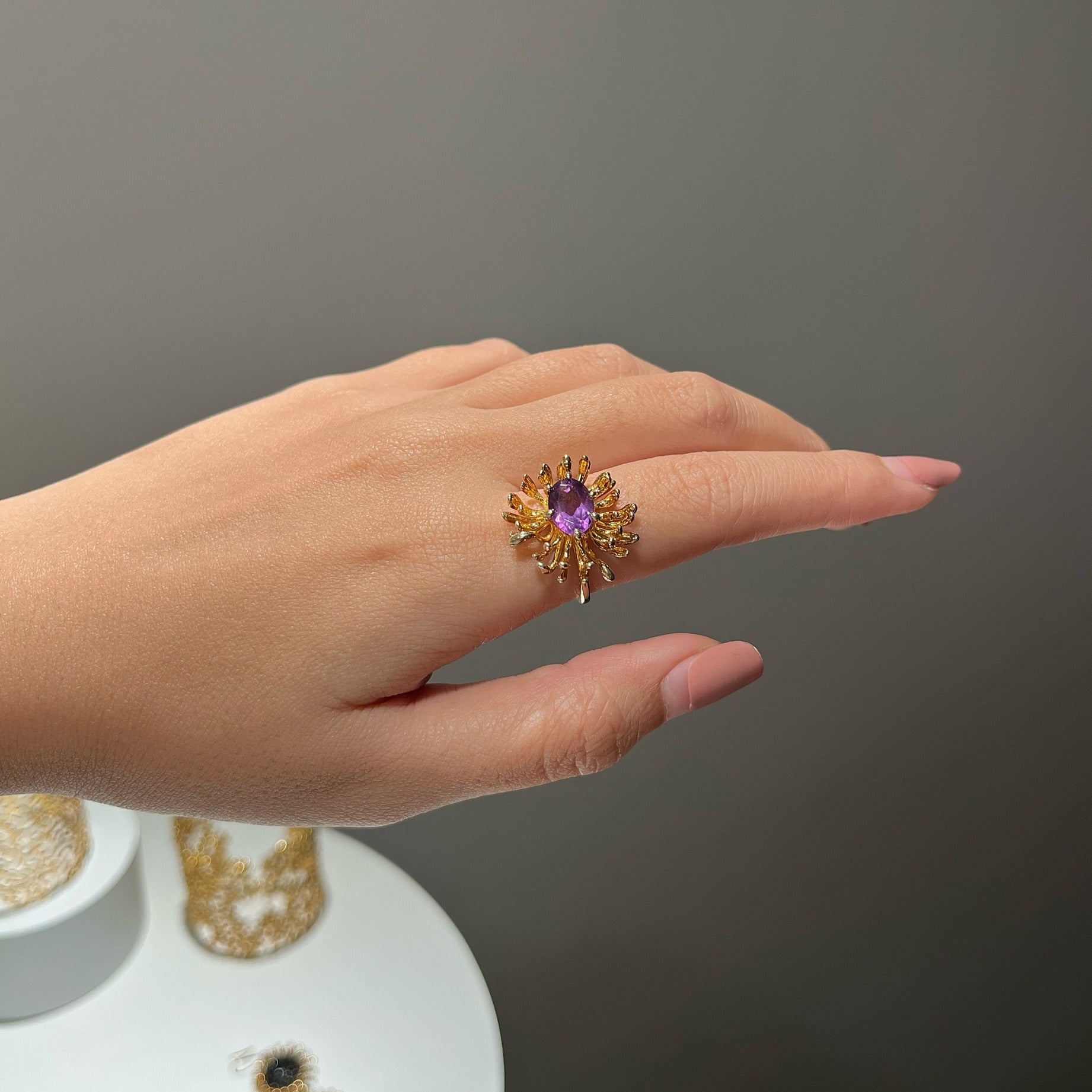 CHRYSANTH MINI amethyst silver ring 2