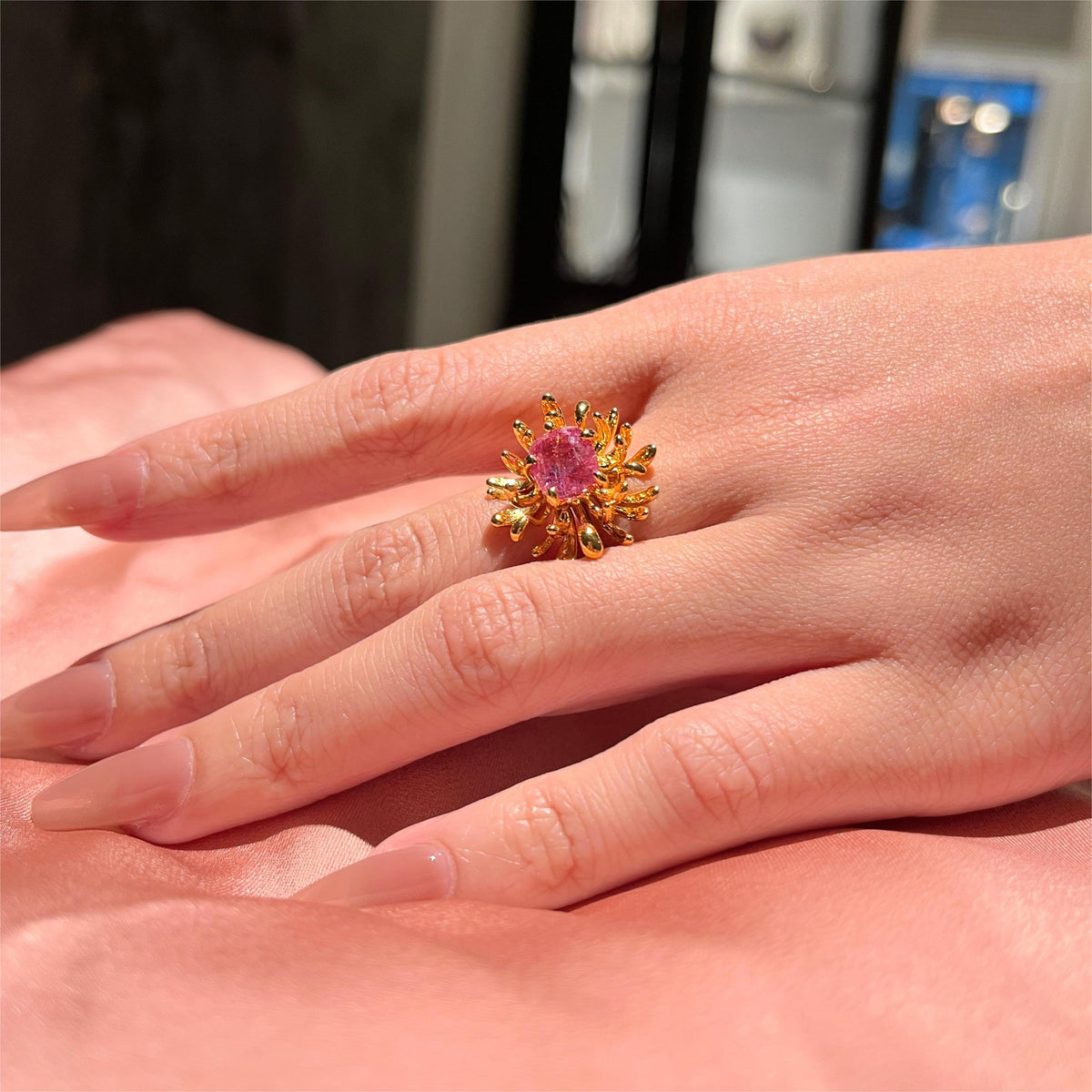 CHRYSANTH MINI pink spinel 14K gold ring