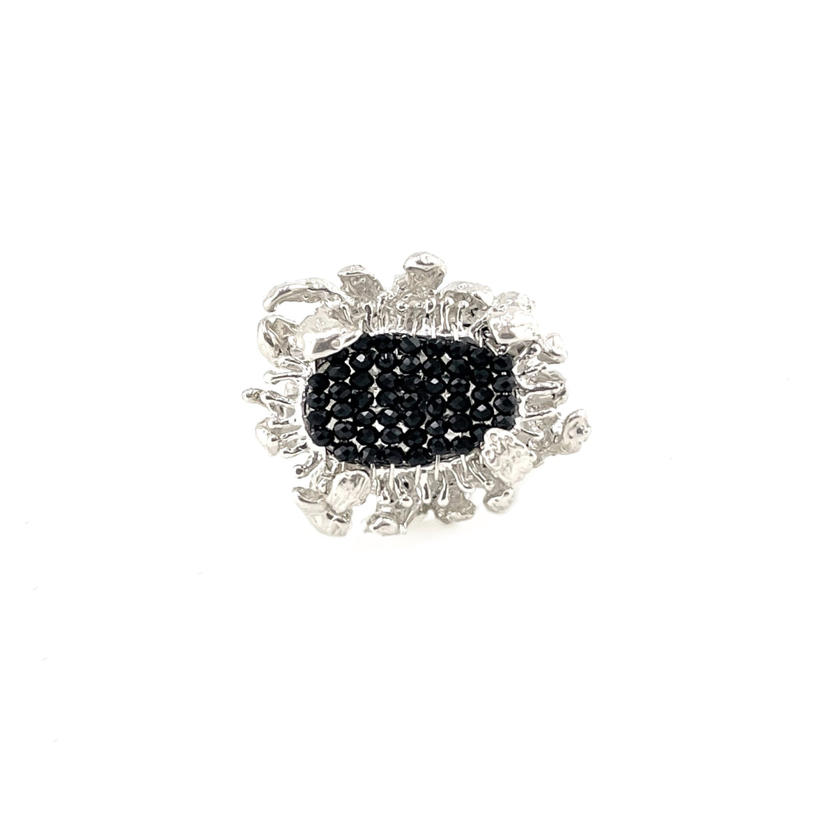 CAMILLE black spinel sterling silver ring by Duong Jewelry #color_no-plating