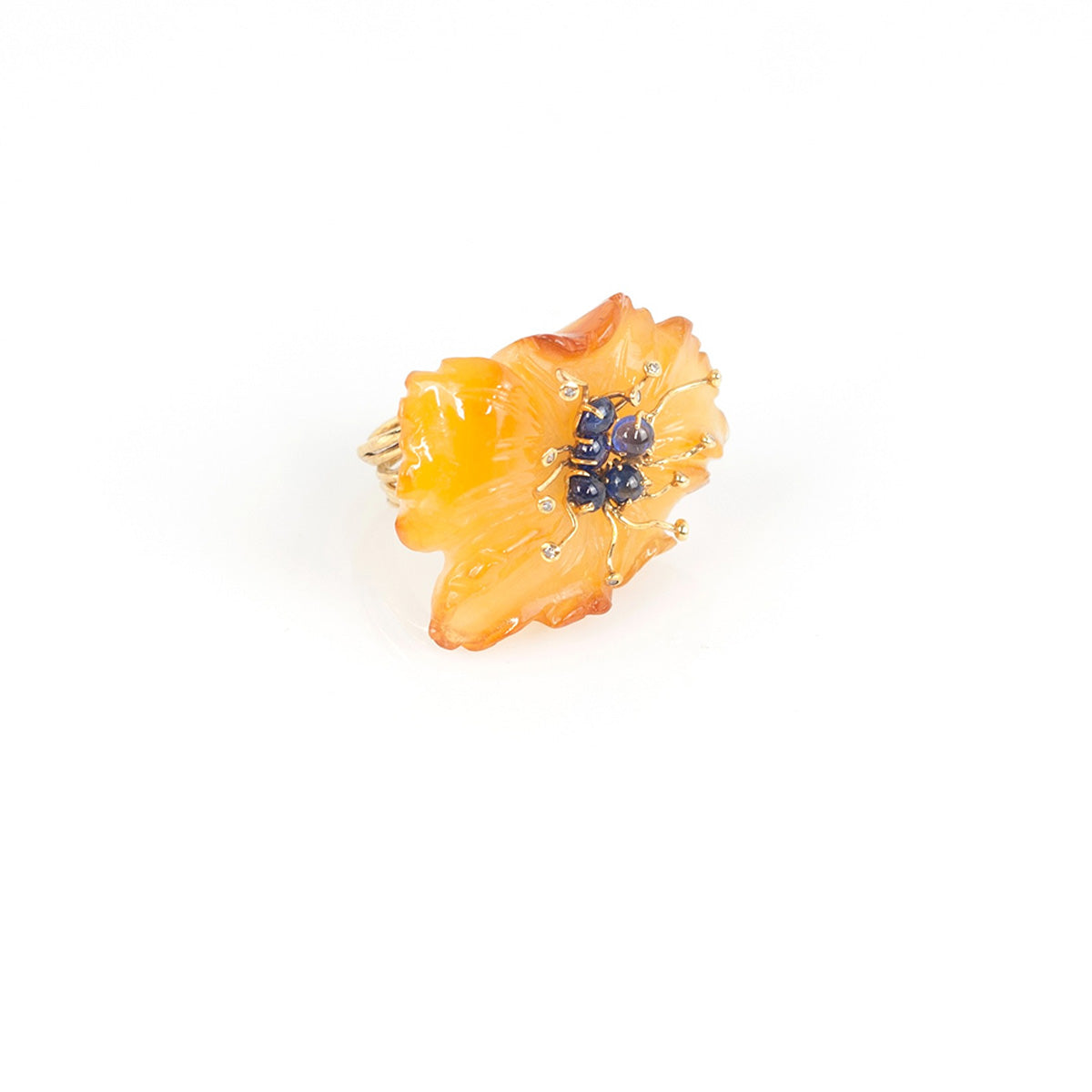 PETALE’A agate, blue sapphire & diamond 10K gold ring by Duong Jewelry
#color_22k-yellow-gold