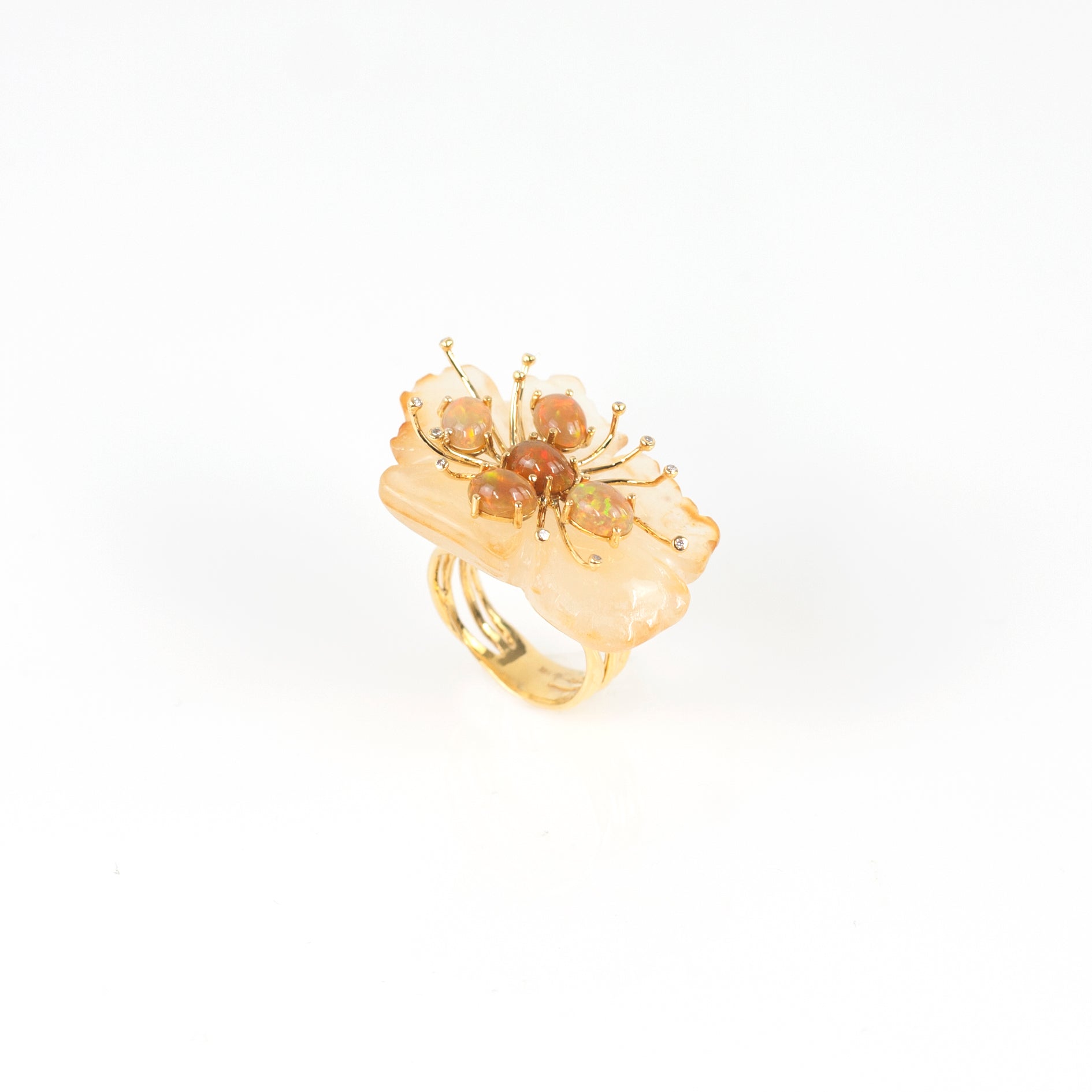 PETALE’A agate, crystal opal & diamond 14K gold ring by Duong Jewelry
#clor_22k-yellow-gold