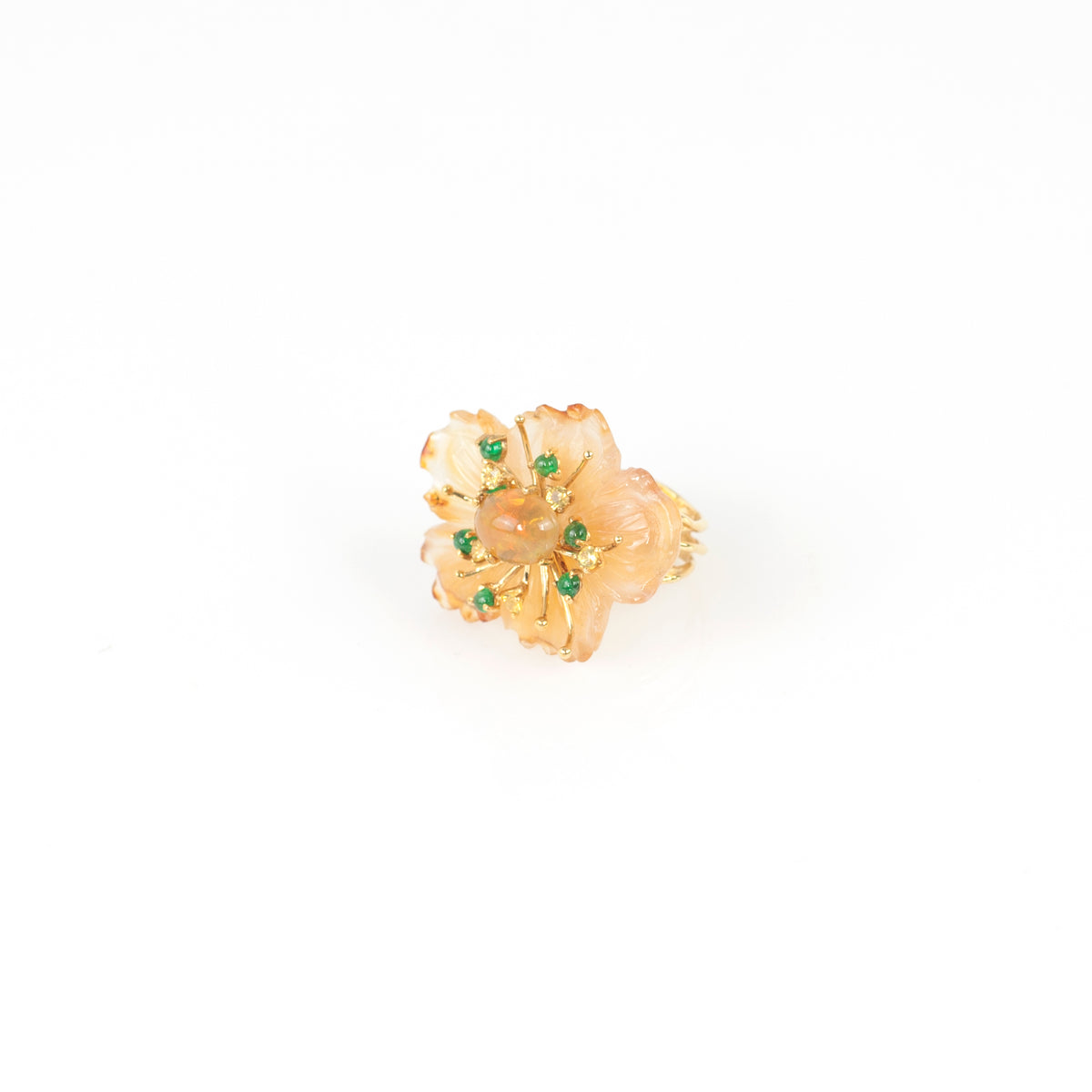 PETALE’A agate, crystal opal, emerald & yellow sapphire 14K gold ring by Duong Jewelry
#color_22k-yellow-gold