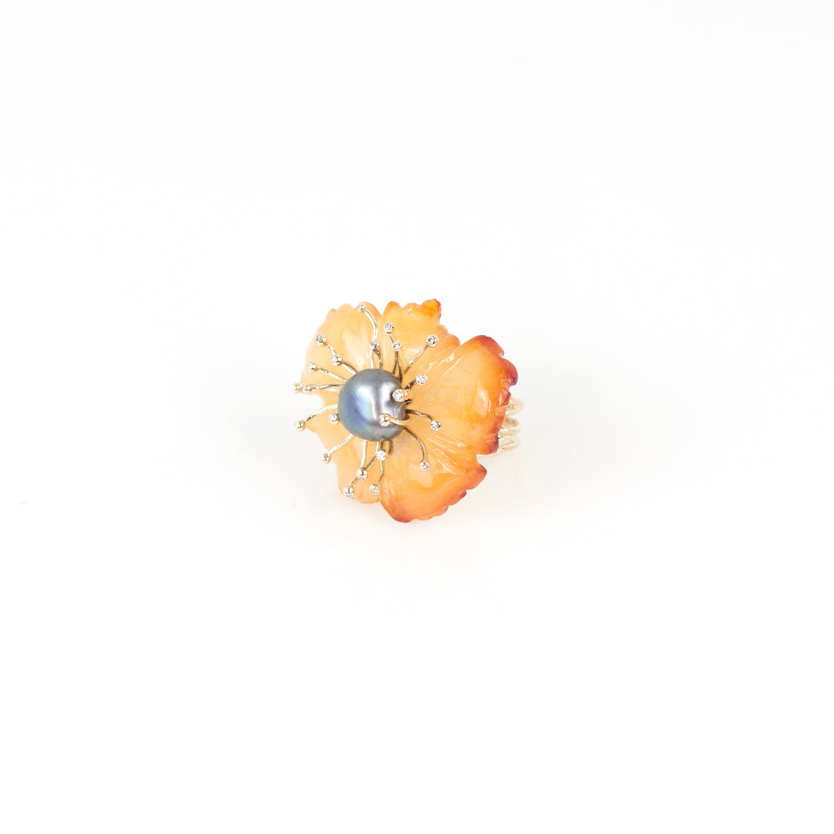 PETALE’A agate, gray pearl & diamond 10K gold ring by Duong Jewelry
#color_22k-yellow-gold