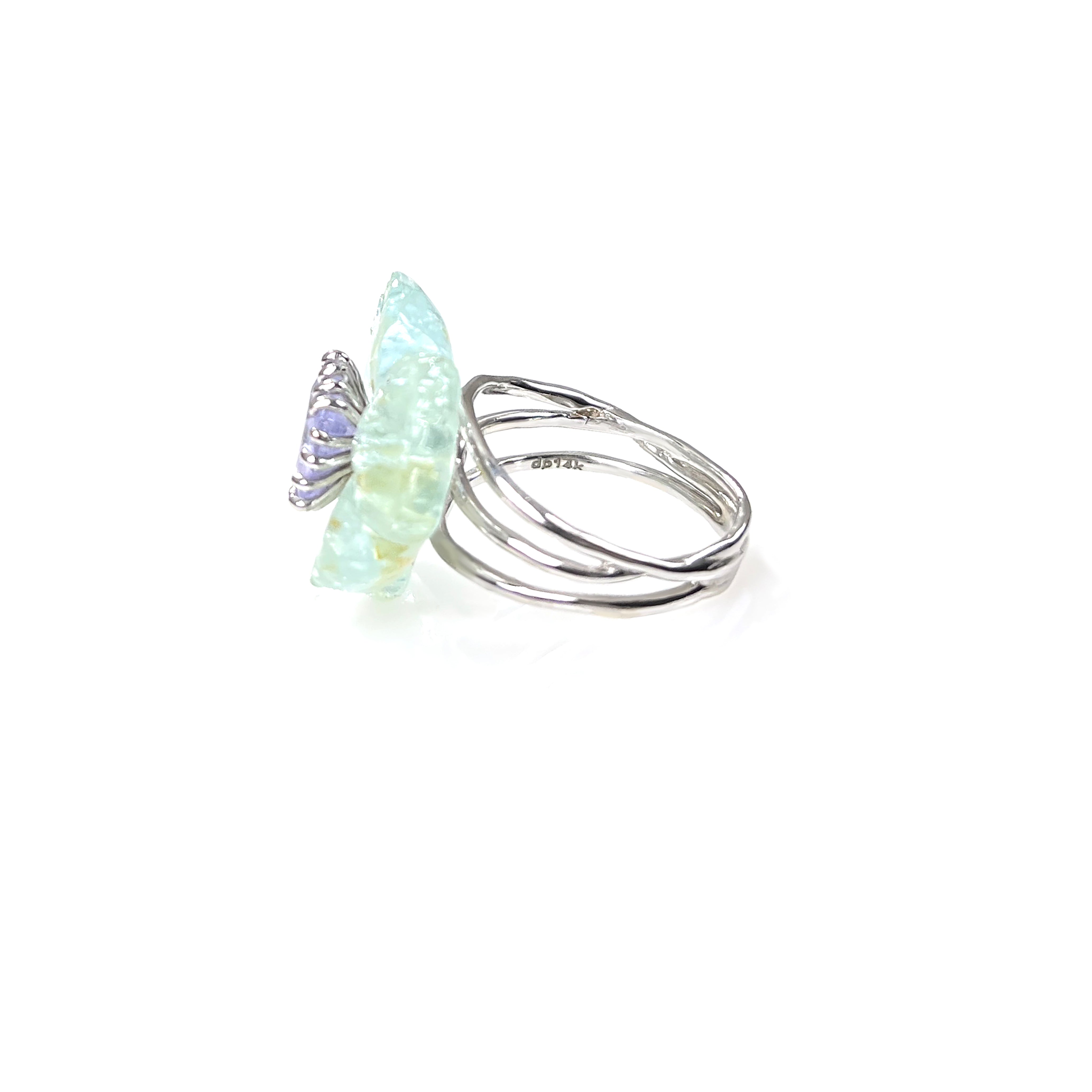 PETALE’A PASSION aquamarine & blue spinel 14K white gold ring by Duong Jewelry
#color_rhodium