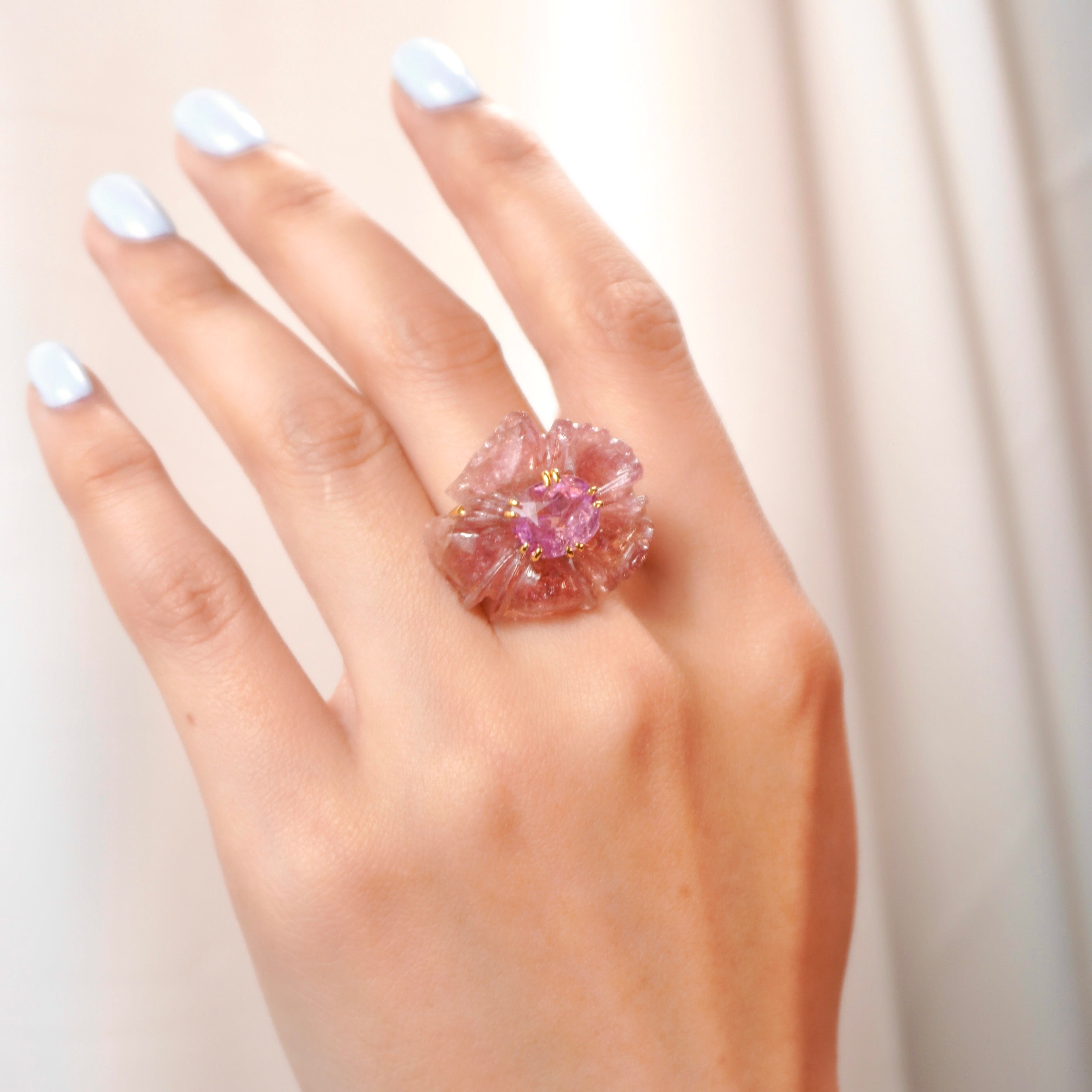 PETALE’A PASSION tourmaline, pink spinel - silver & 9K gold ring