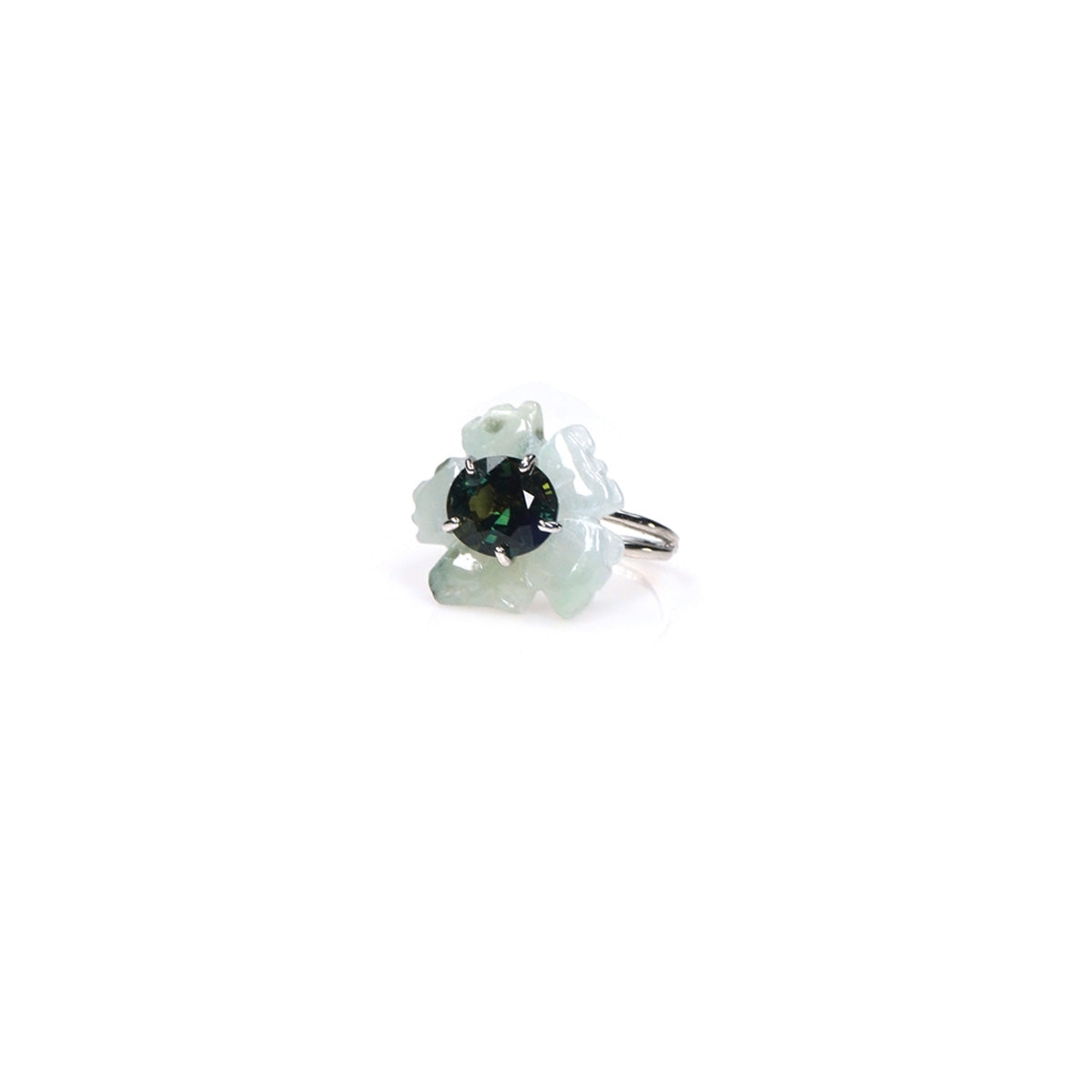 PETALE’A PASSION jadeite, blue spinel sterling silver & 9K white gold ring by Duong Jewelry
#color_no-plating