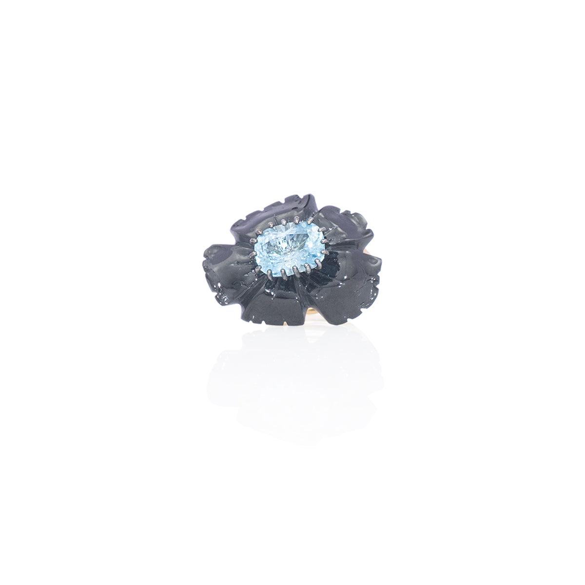 PETALE’A PASSION black tourmaline & aquamarine sterling silver ring by Duong Jewelry
#color_22k-yellow-gold