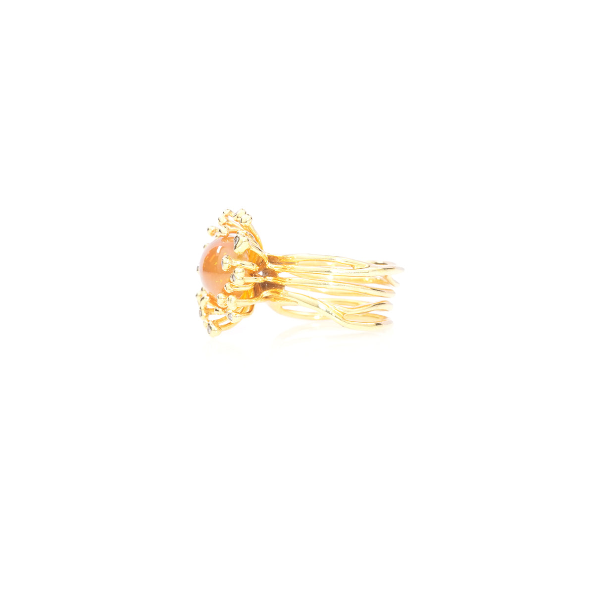 STAMI crystal opal & diamond - 9K gold ring