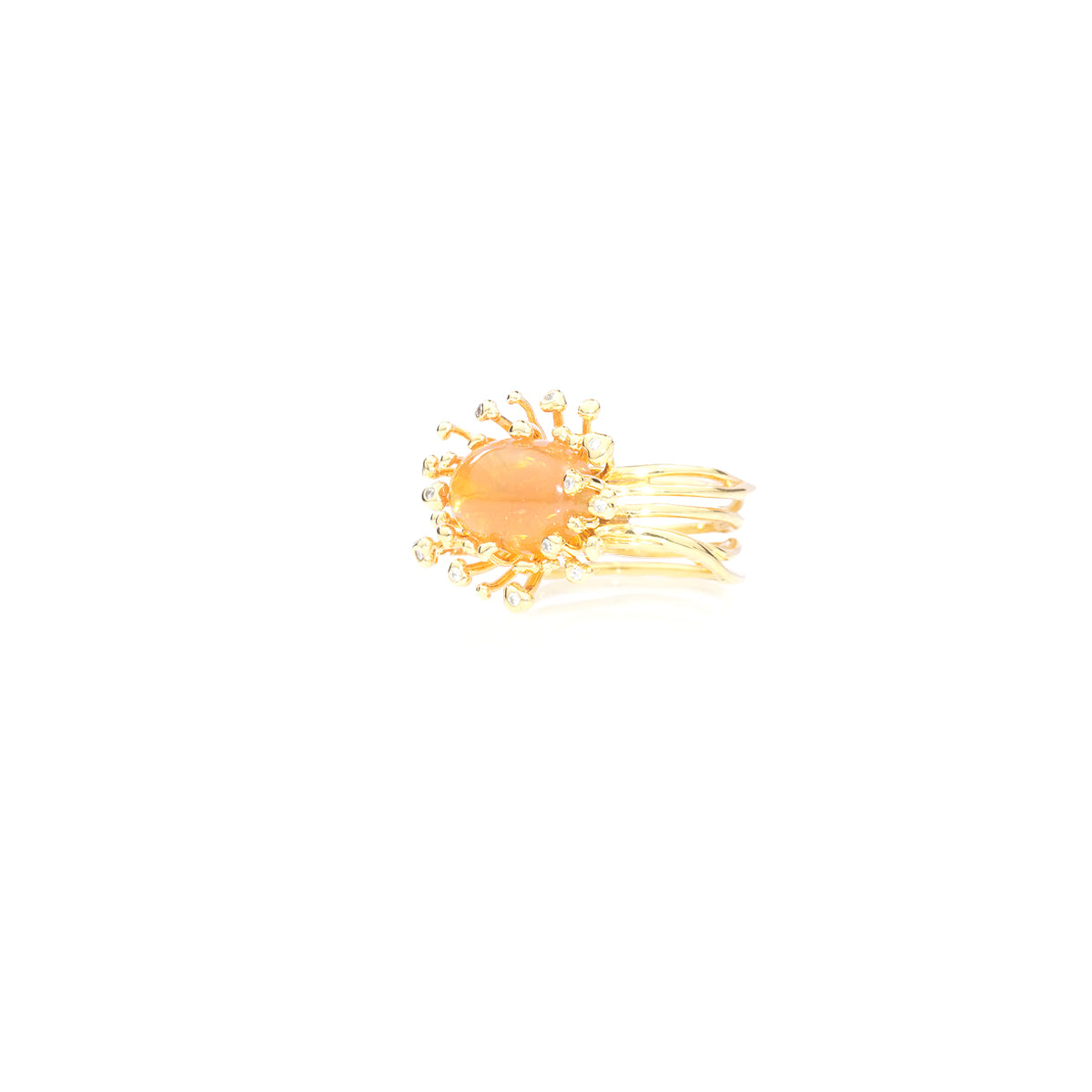STAMI crystal opal & diamond - 9K gold ring