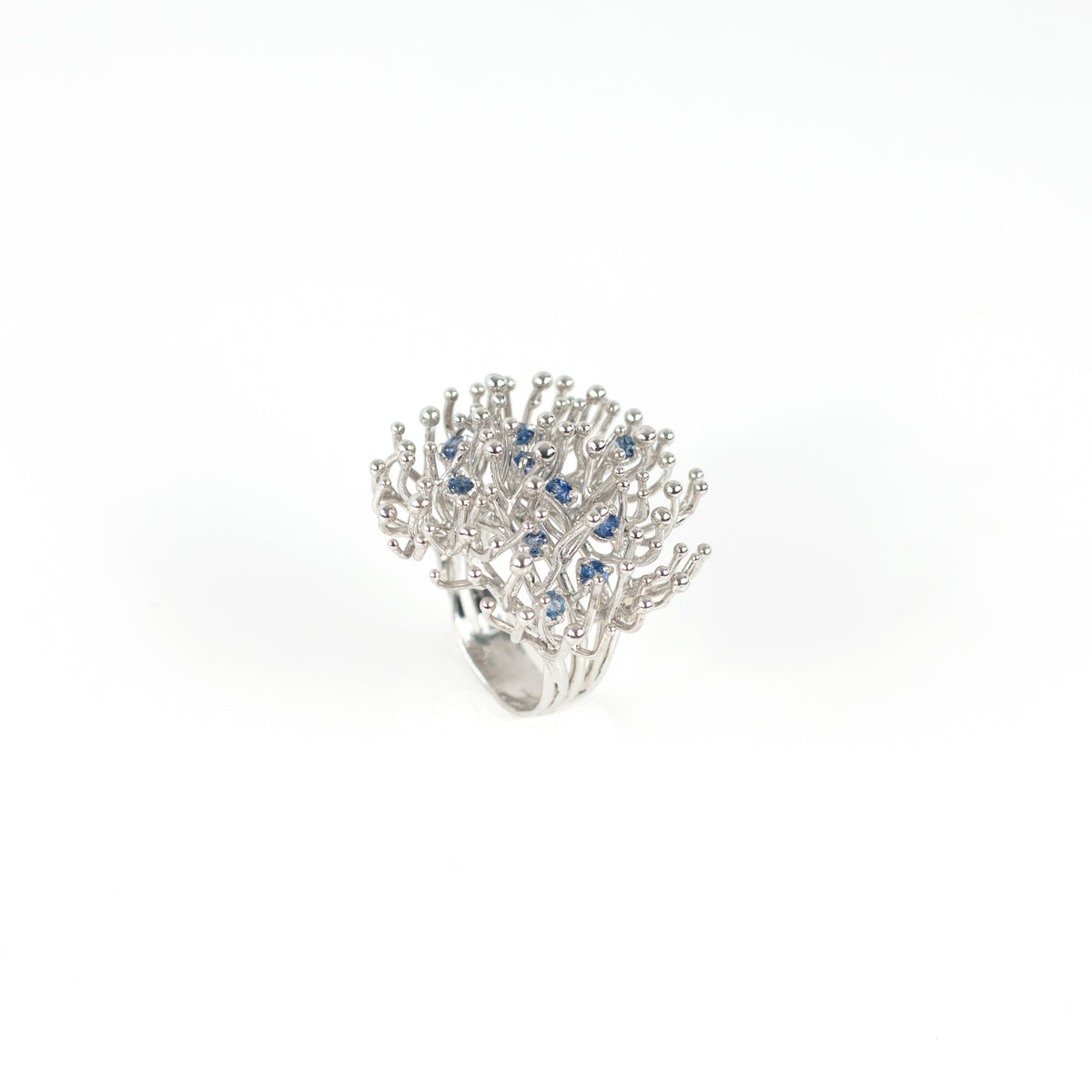 ANEMONE DOUBLE blue sapphire sterling silver ring by Duong Jewlery
#color_no-plating