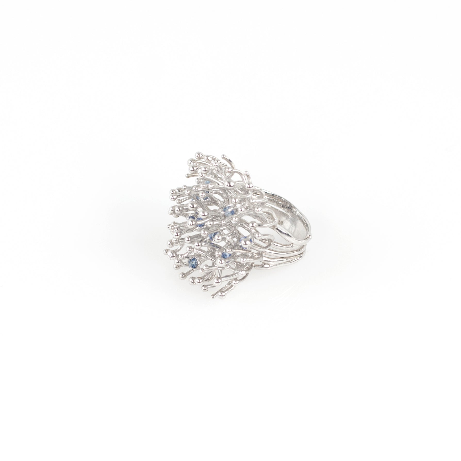 ANEMONE DOUBLE blue sapphire sterling silver ring by Duong Jewlery
#color_no-plating