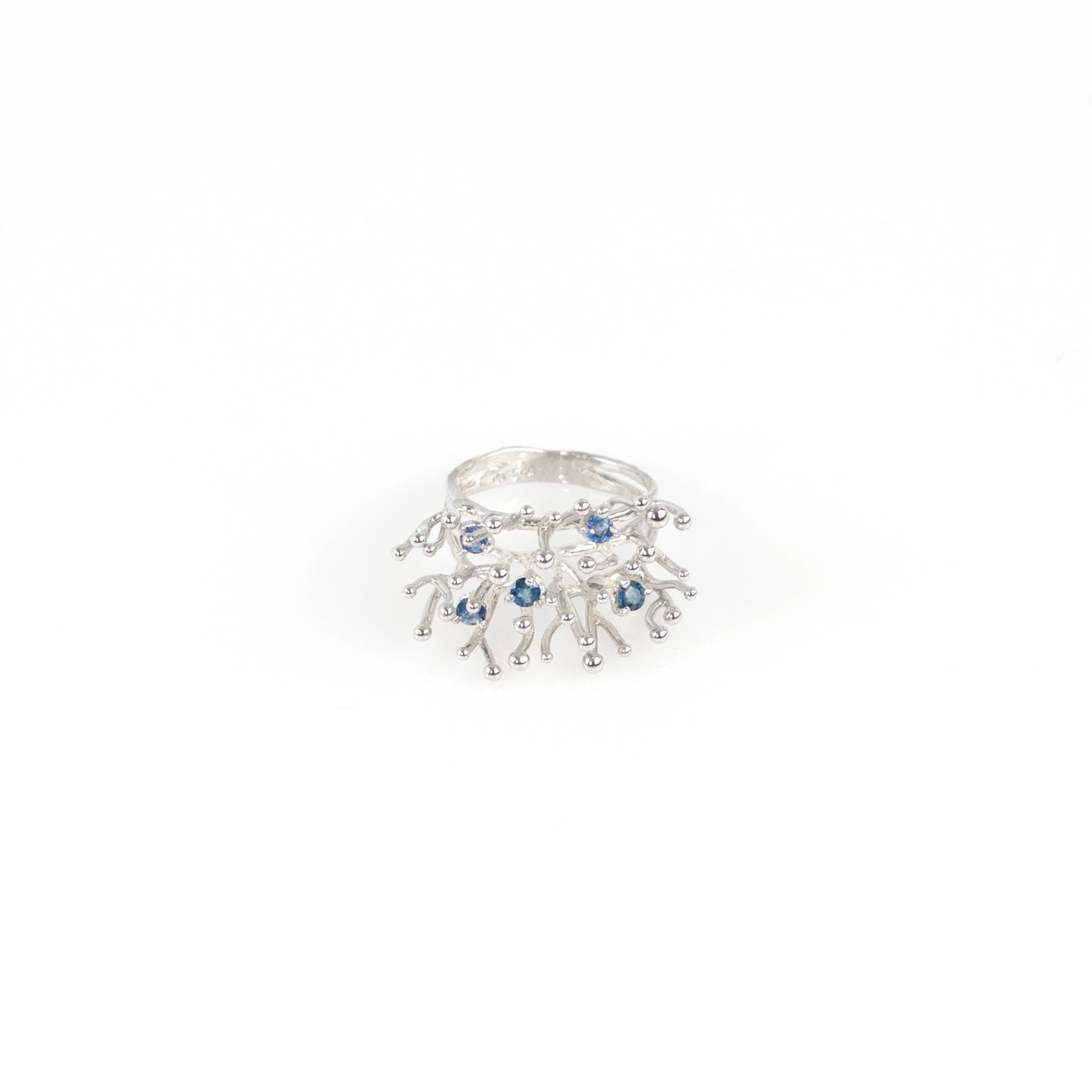 ANEMONE SINGLE blue sapphire sterling silver ring by Duong Jewelry 
#color_no-plating