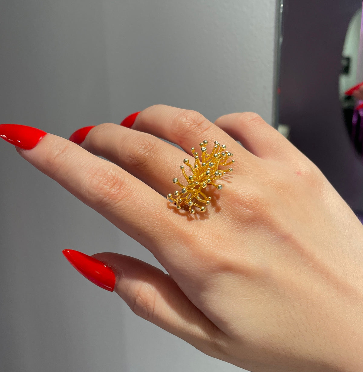 ANEMONE SINGLE silver ring with diamond