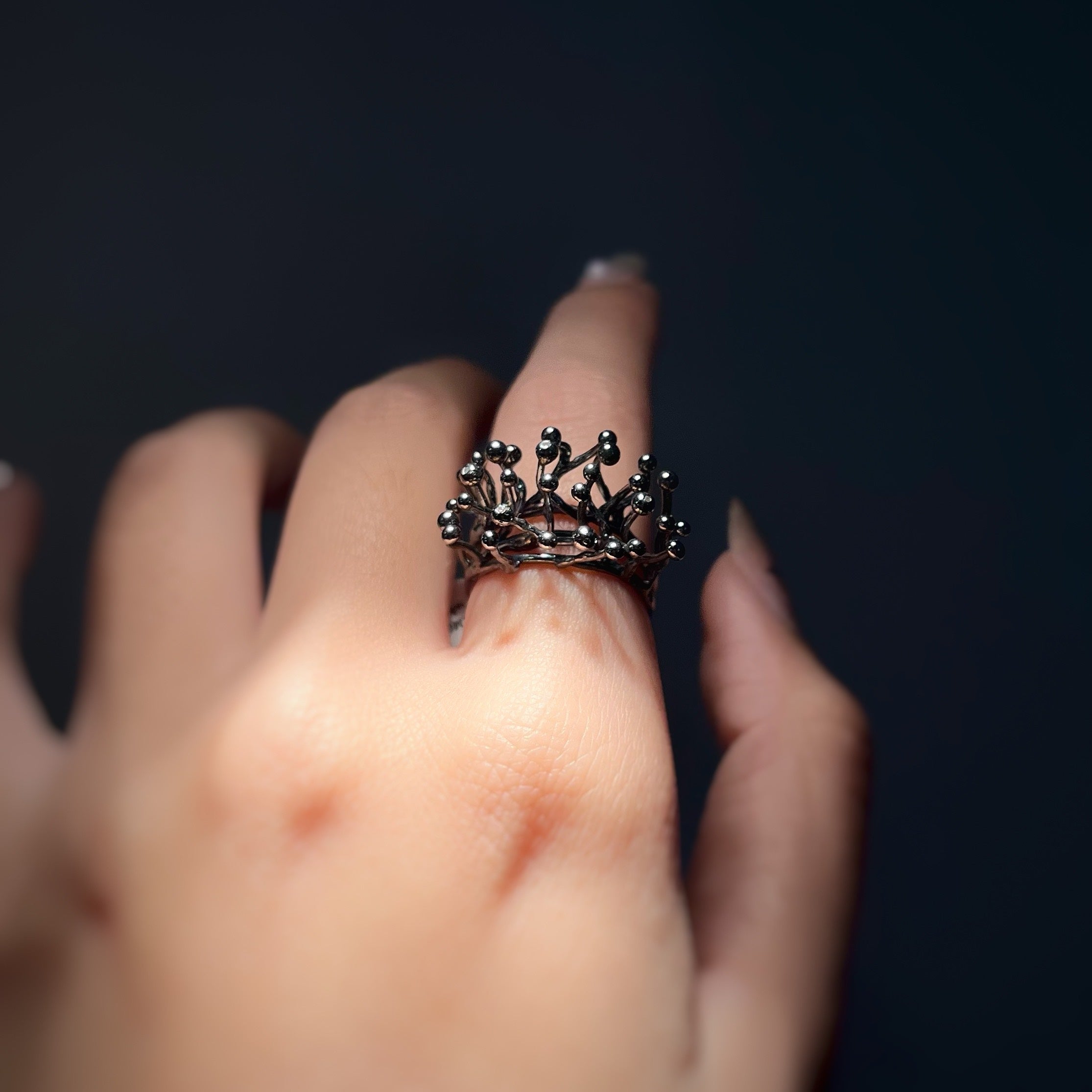 ANEMONE SINGLE silver ring with diamond
