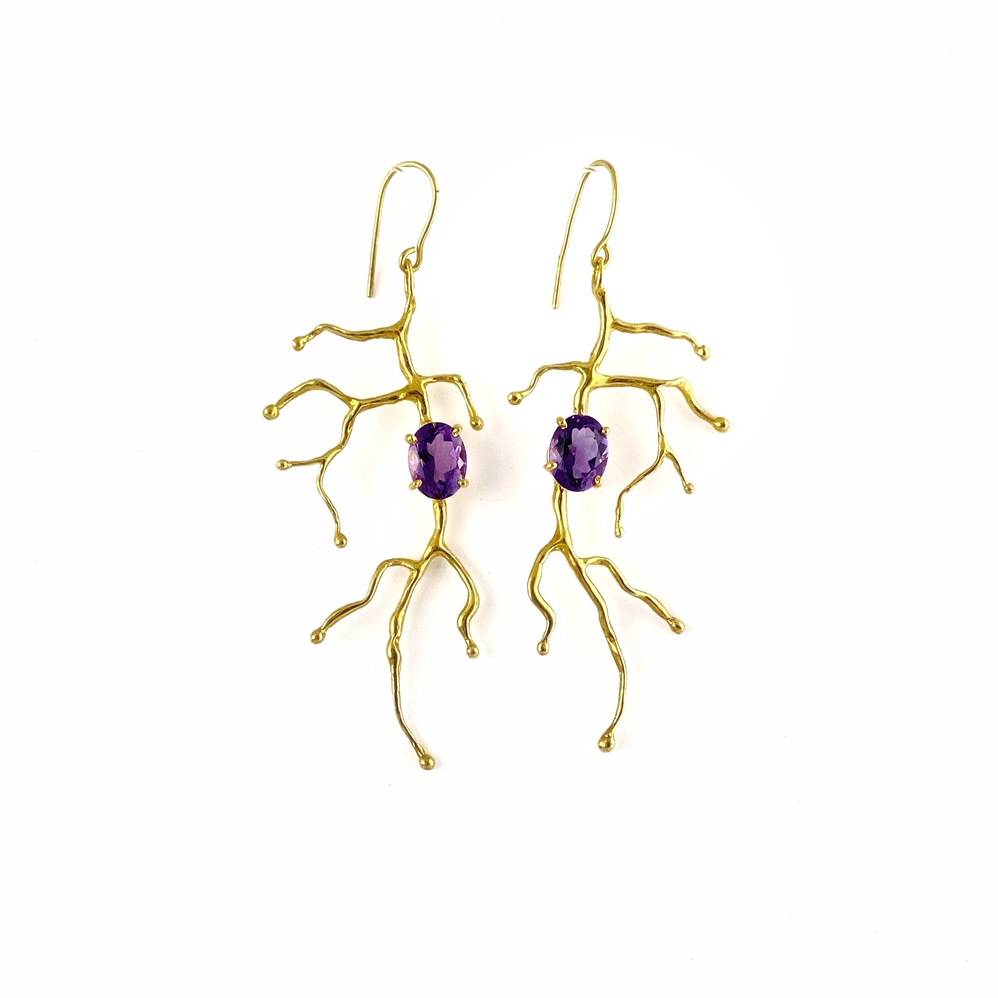 BRANCHY amethyst steling silver earrings by Duong Jewlery
#color_22k-yellow-gold