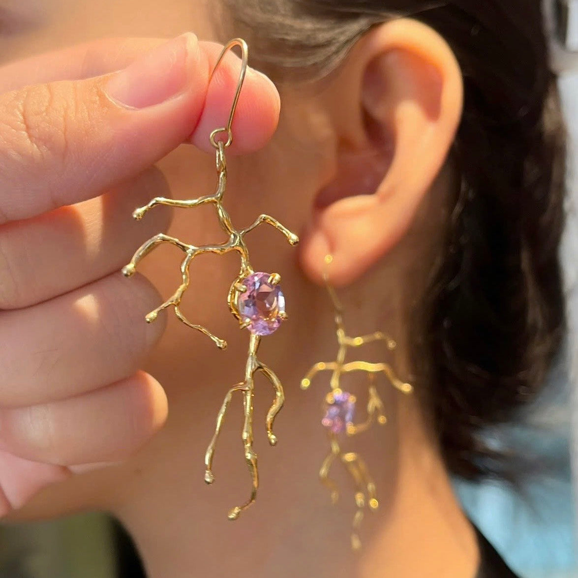 BRANCHY amethyst silver earrings