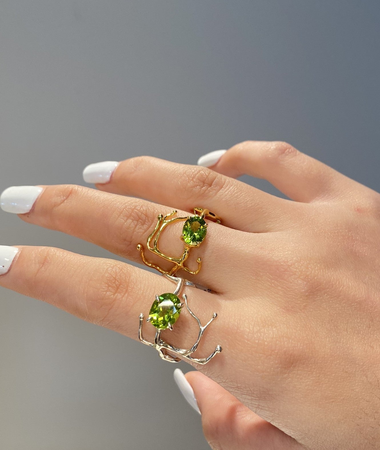 BRANCHY peridot silver ring