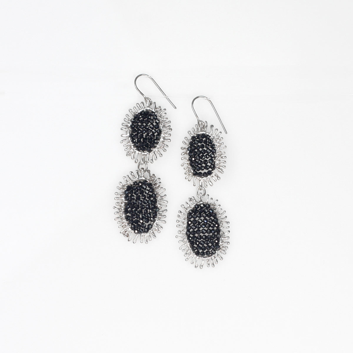 CAMILLE DOUBLE black spinel sterling silver earrings by Duong Jewelry #color_no-plating