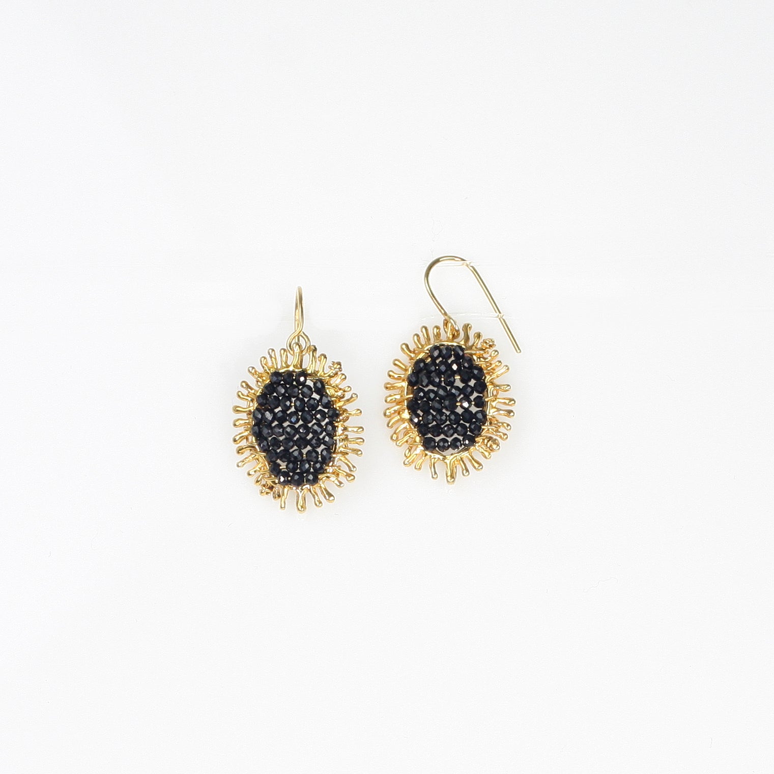 CAMILLE SINGLE black spinel sterling silver earrings by Duong Jewelry #color_22k-yellow-gold