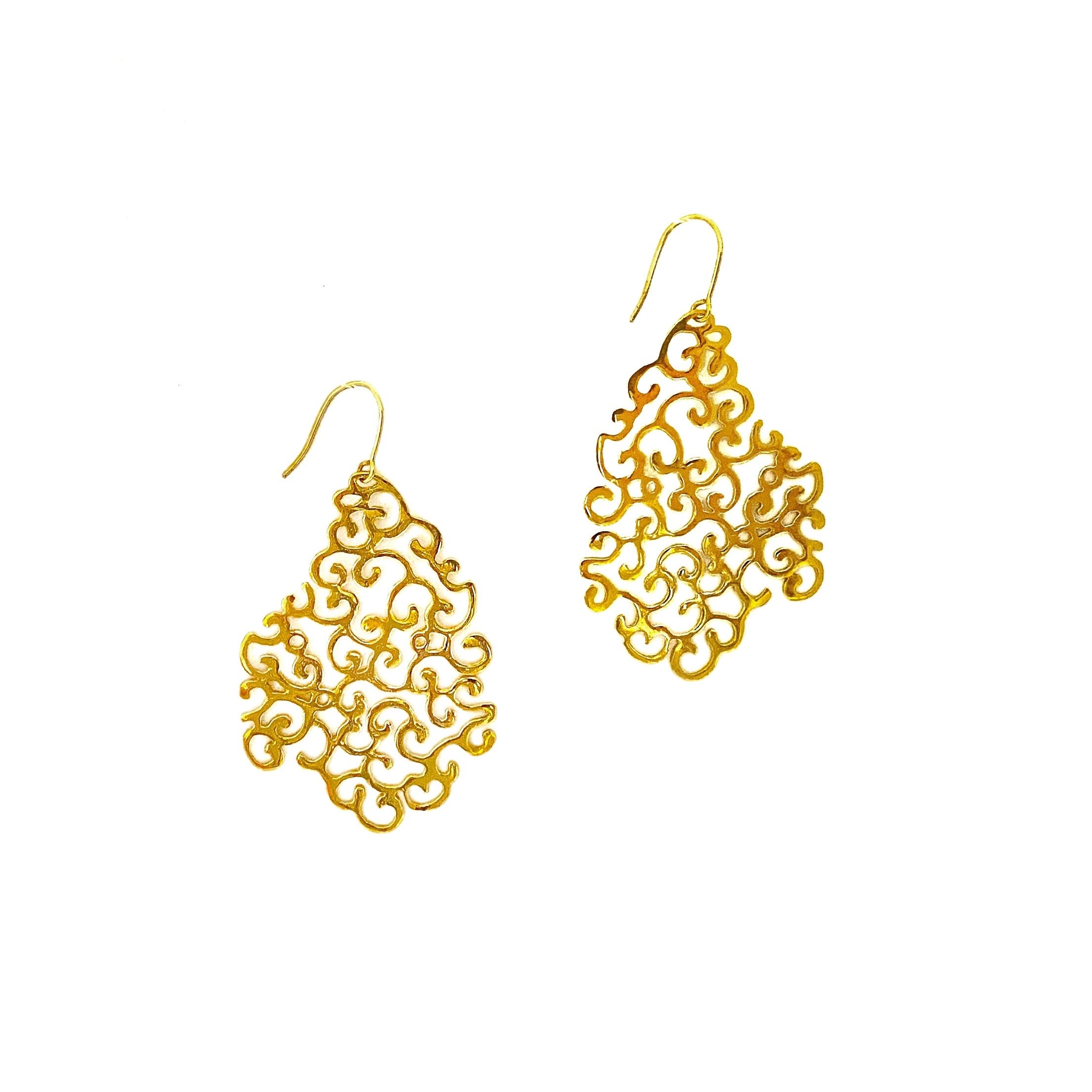 CHARMING ORIENT CUT OUT brass earrings by Duong Jewelry
#color_22k-yellow-gold