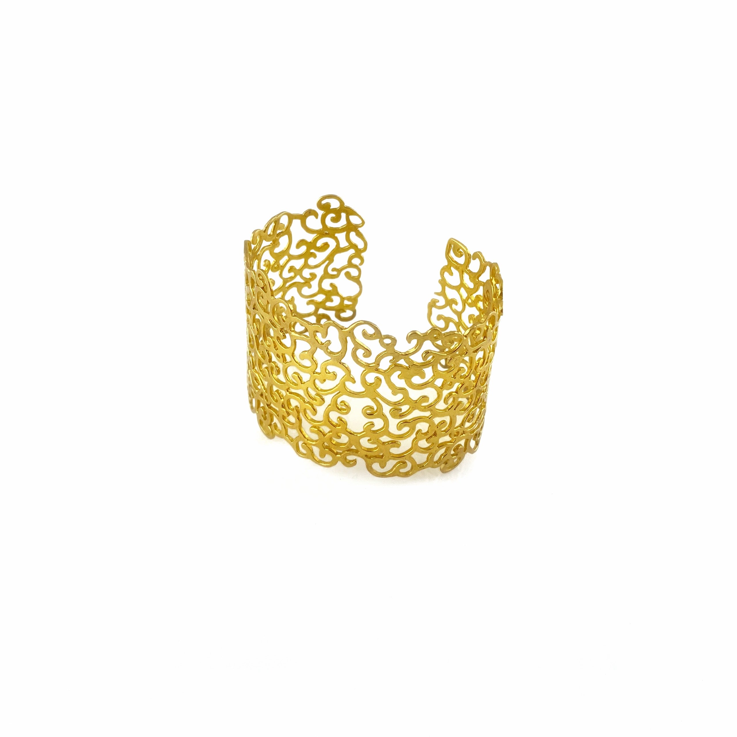 CHARMING ORIENT CUT OUT MIDI brass cuff by Duong Jewelry
#color_22k-yellow-gold