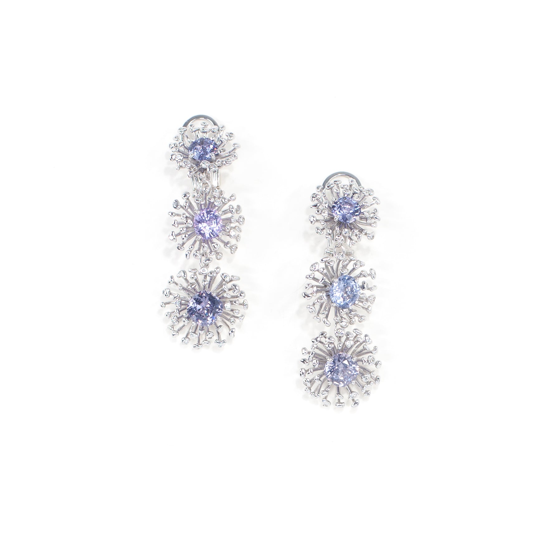 STAMI TRIPLE lavender spinel & diamond 14K white gold earrings by Duong Jewelry
#color_rhodium