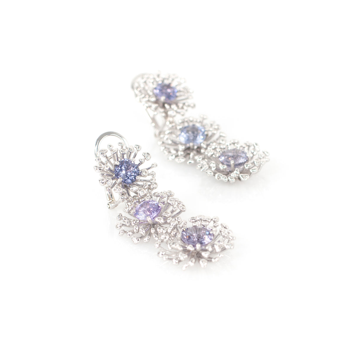 STAMI TRIPLE lavender spinel & diamond 14K white gold earrings by Duong Jewelry
#color_rhodium