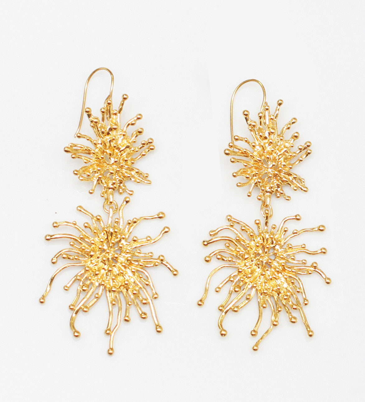 SUNRAY DOUBLE sterling silver hook earrings by Duong Jewelry
#color_22k-yellow-gold