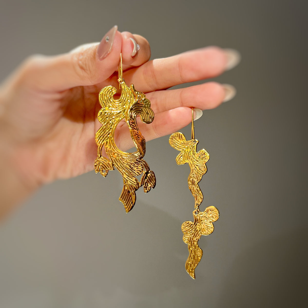 NAM PHƯƠNG brass asymmetrical earrings