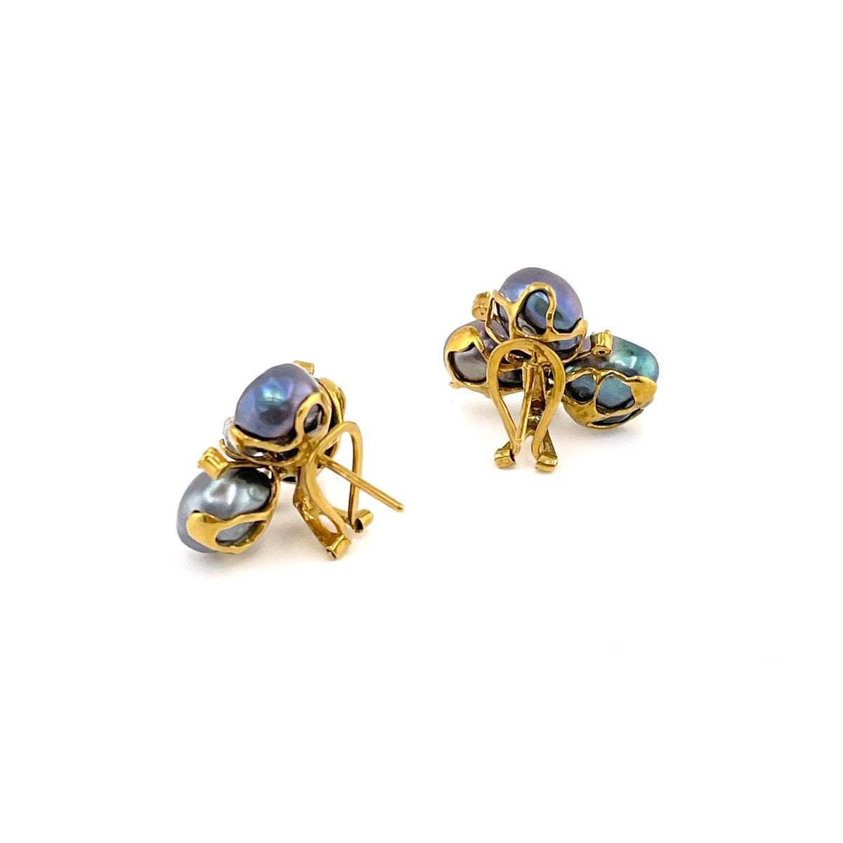 SUMMERNIGHT BLOOM gray pearl & raw diamond 14K gold earrings by Duong Jewelry
#color_22k-yellow-gold