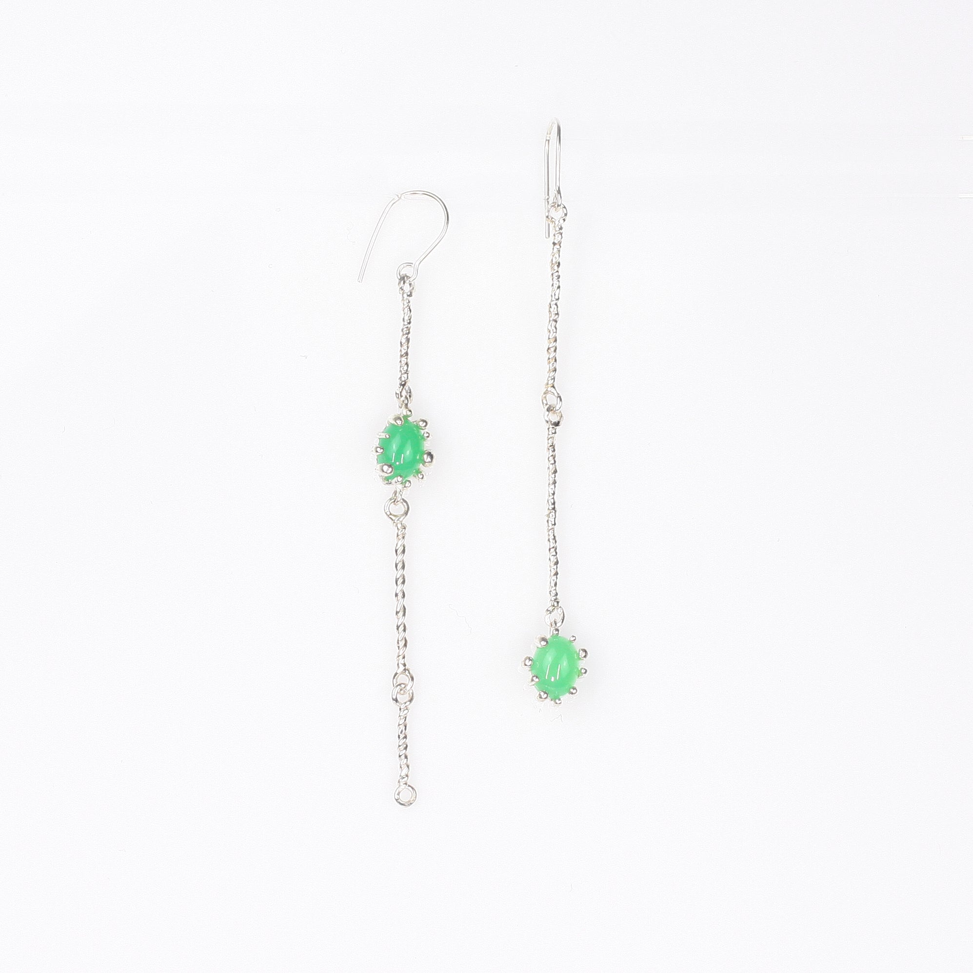 ERICA LONG green onyx sterling silver earrings bay Duong Jewelry
#color_no-plating