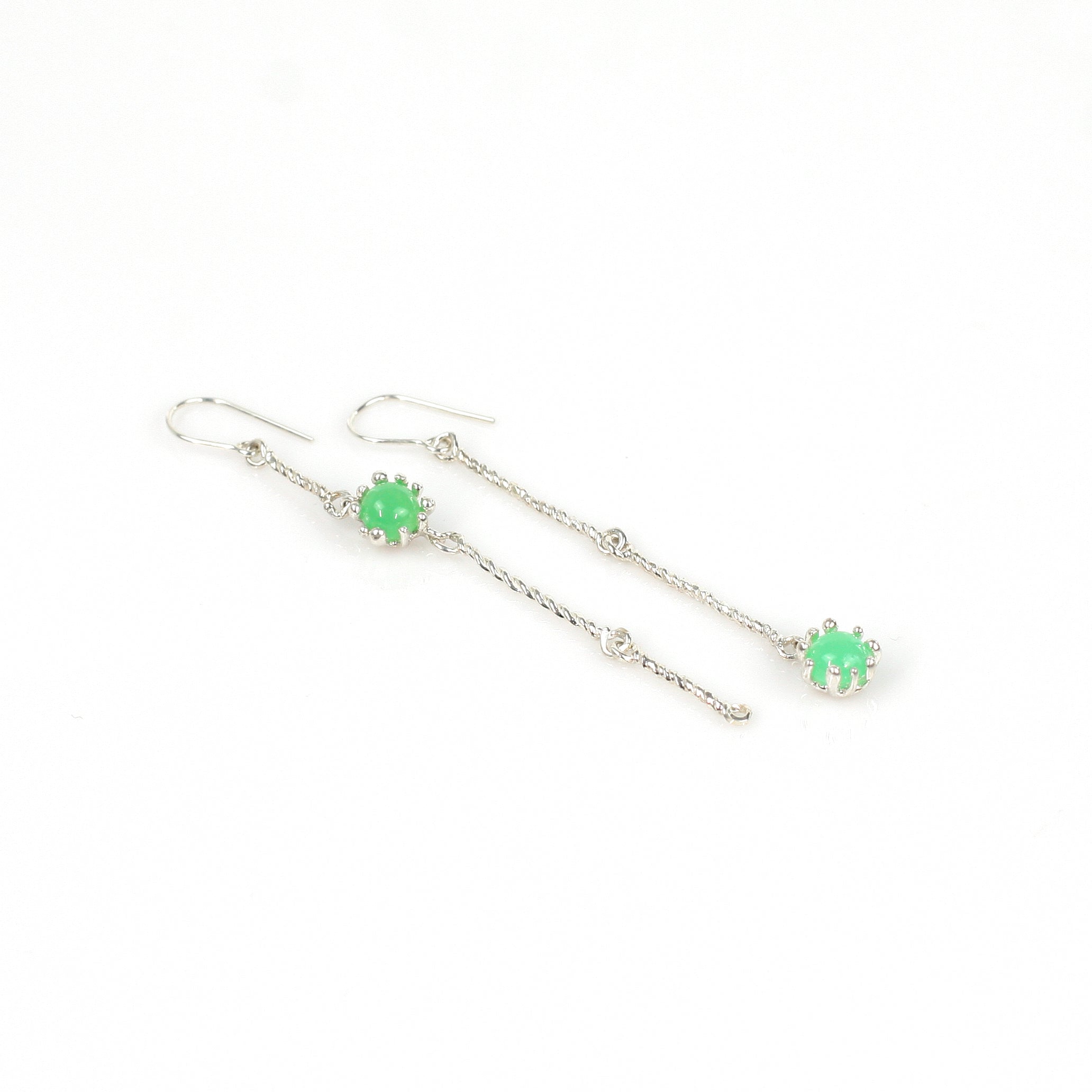 ERICA LONG green onyx sterling silver earrings bay Duong Jewelry
#color_no-plating