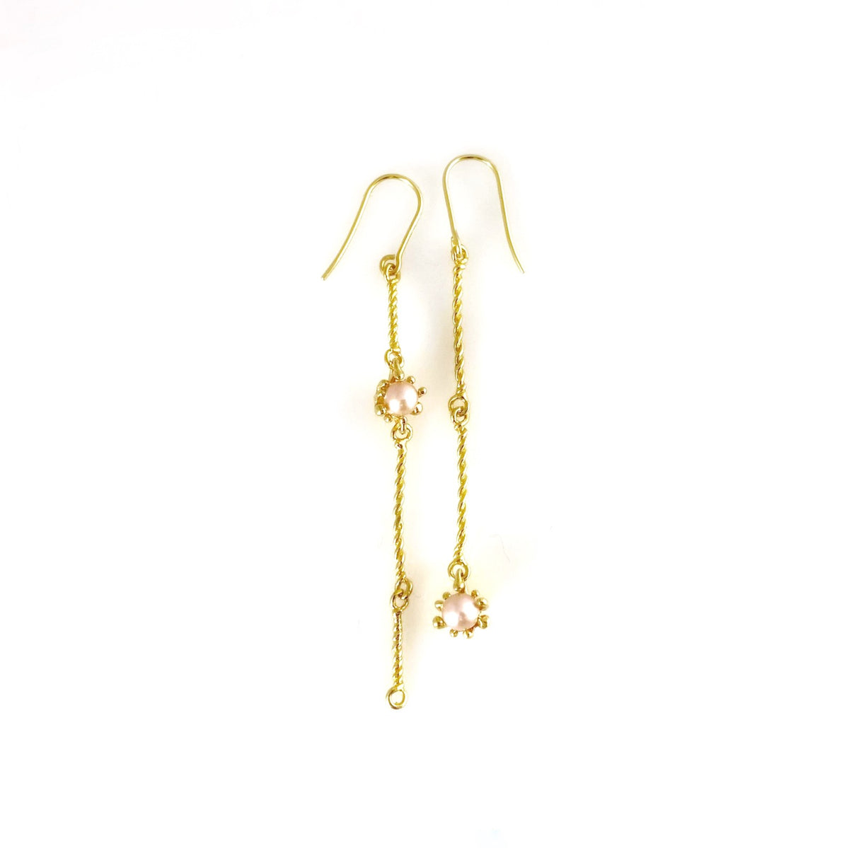 ERICA LONG pearl silver asymmetrical earrings