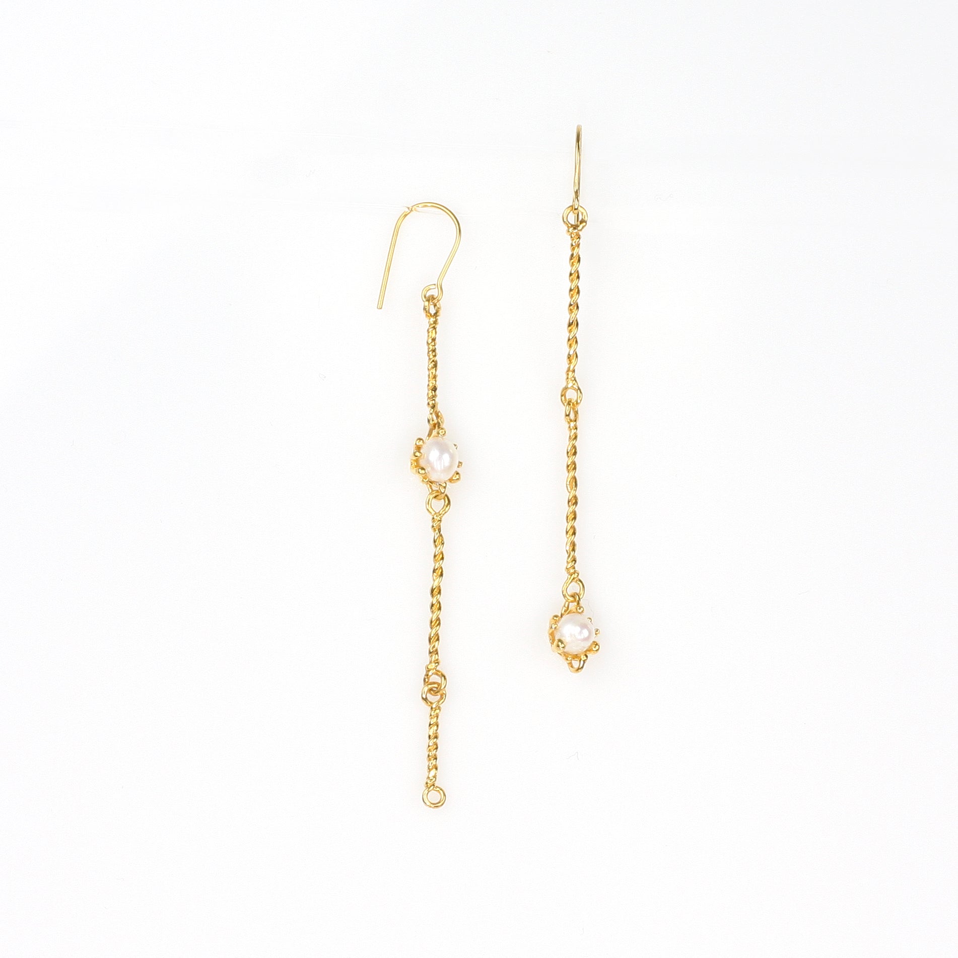 ERICA LONG pearl silver asymmetrical earrings